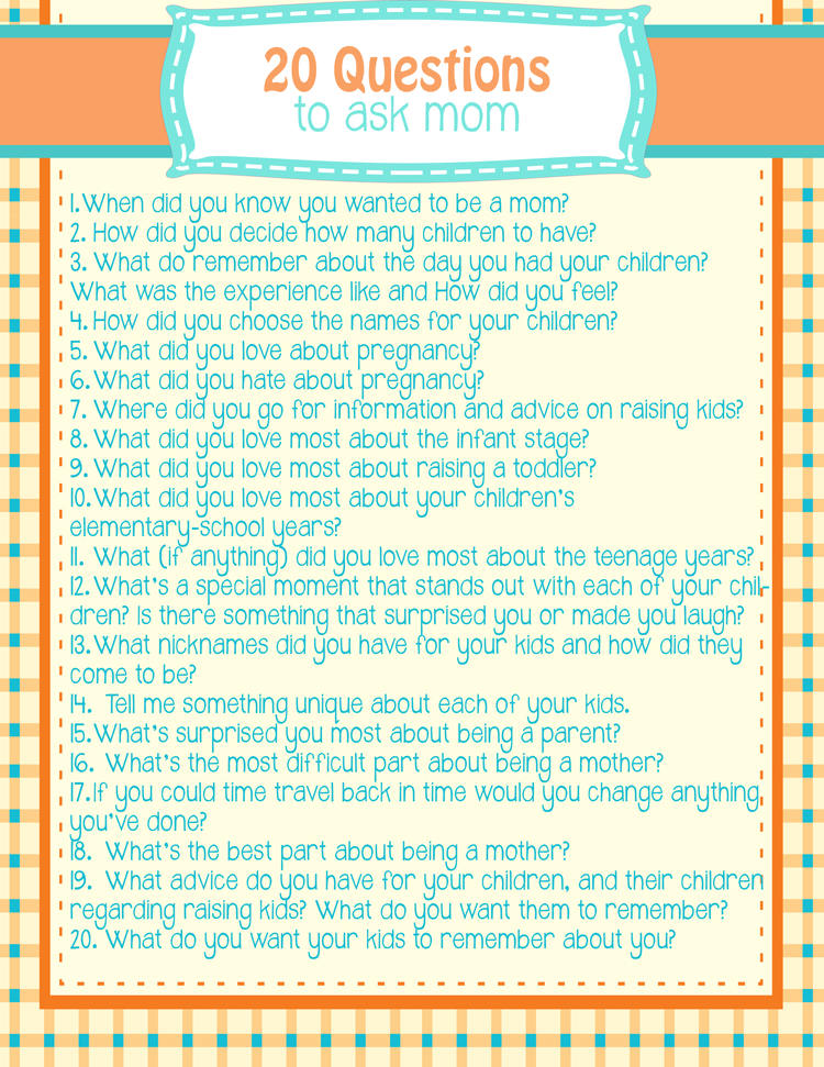 6 Best Images of Interview Questions For Mom Printable - Printable ...
