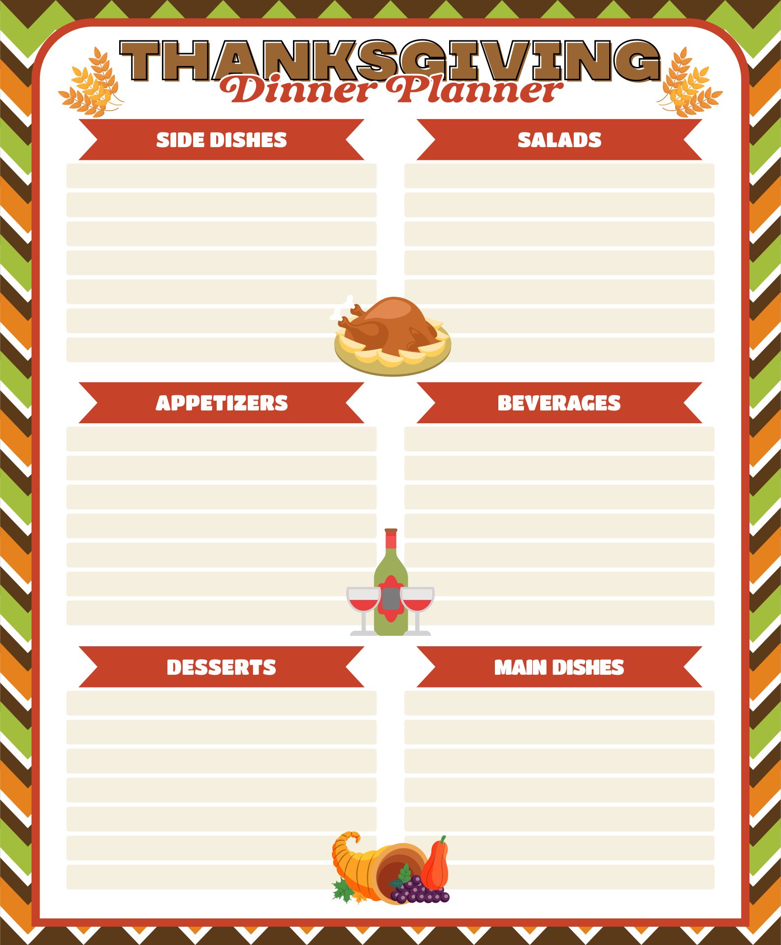 Thanksgiving Dinner Menu Planner Template