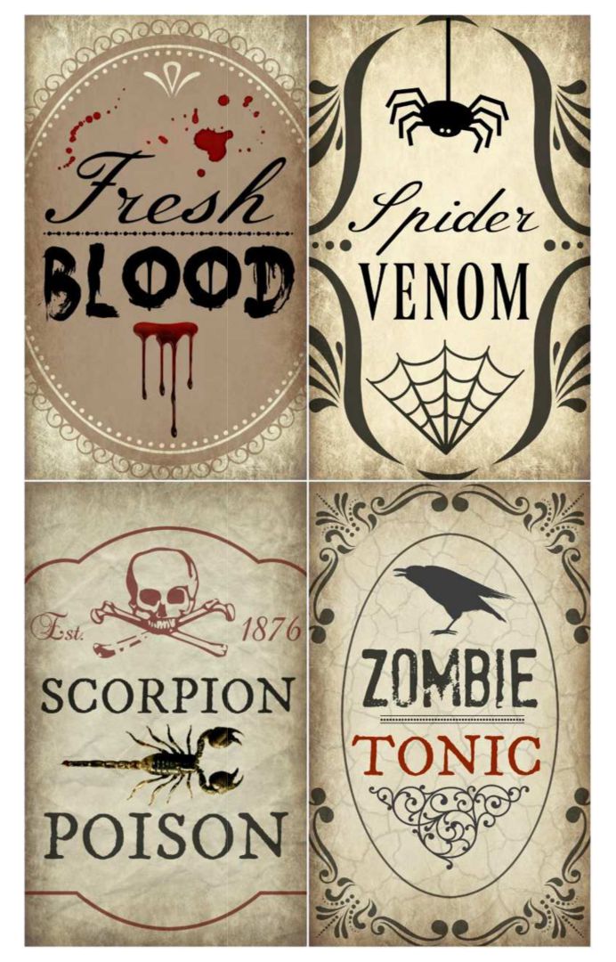 Vintage Halloween Potion Labels