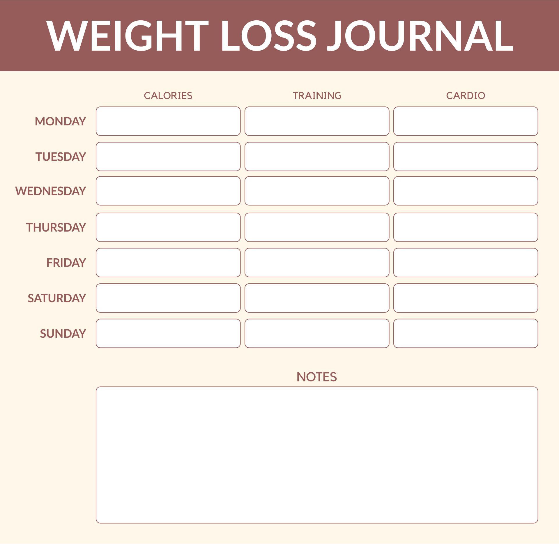 Weight Loss Journal Printable - Printable World Holiday