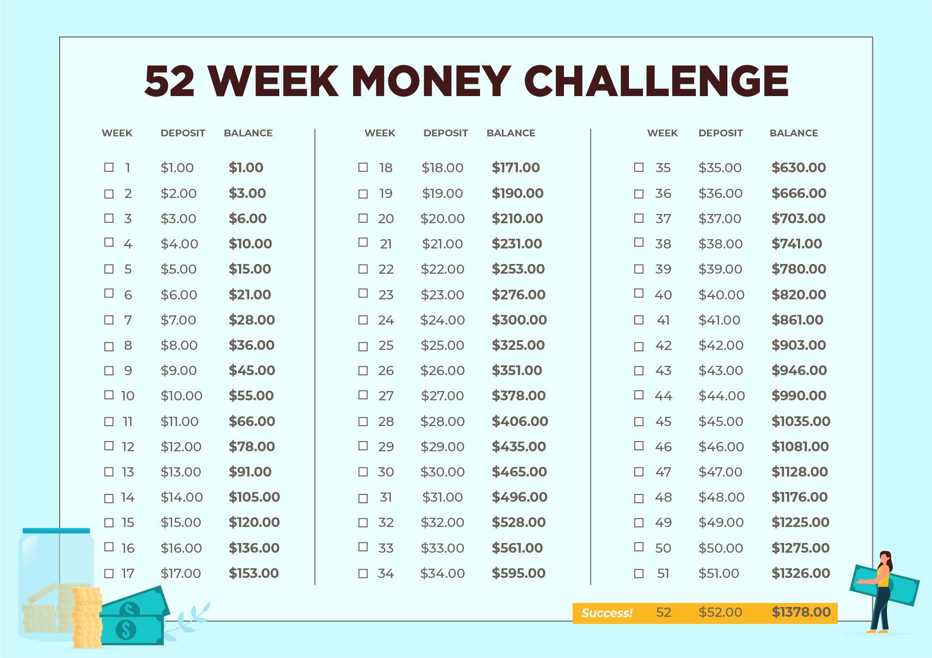 10 Best 52 Week Penny Challenge Chart Printable