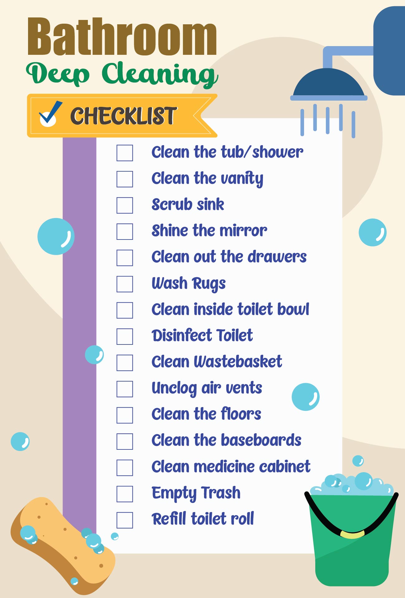 Printable Bathroom Checklist