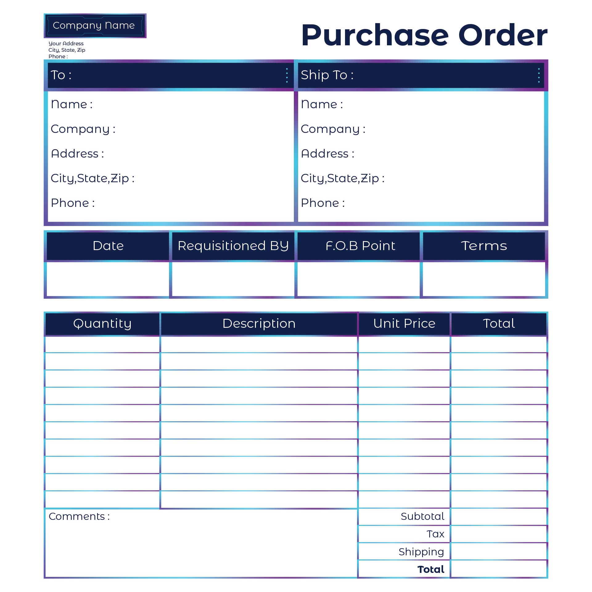 Order Forms Free Printable