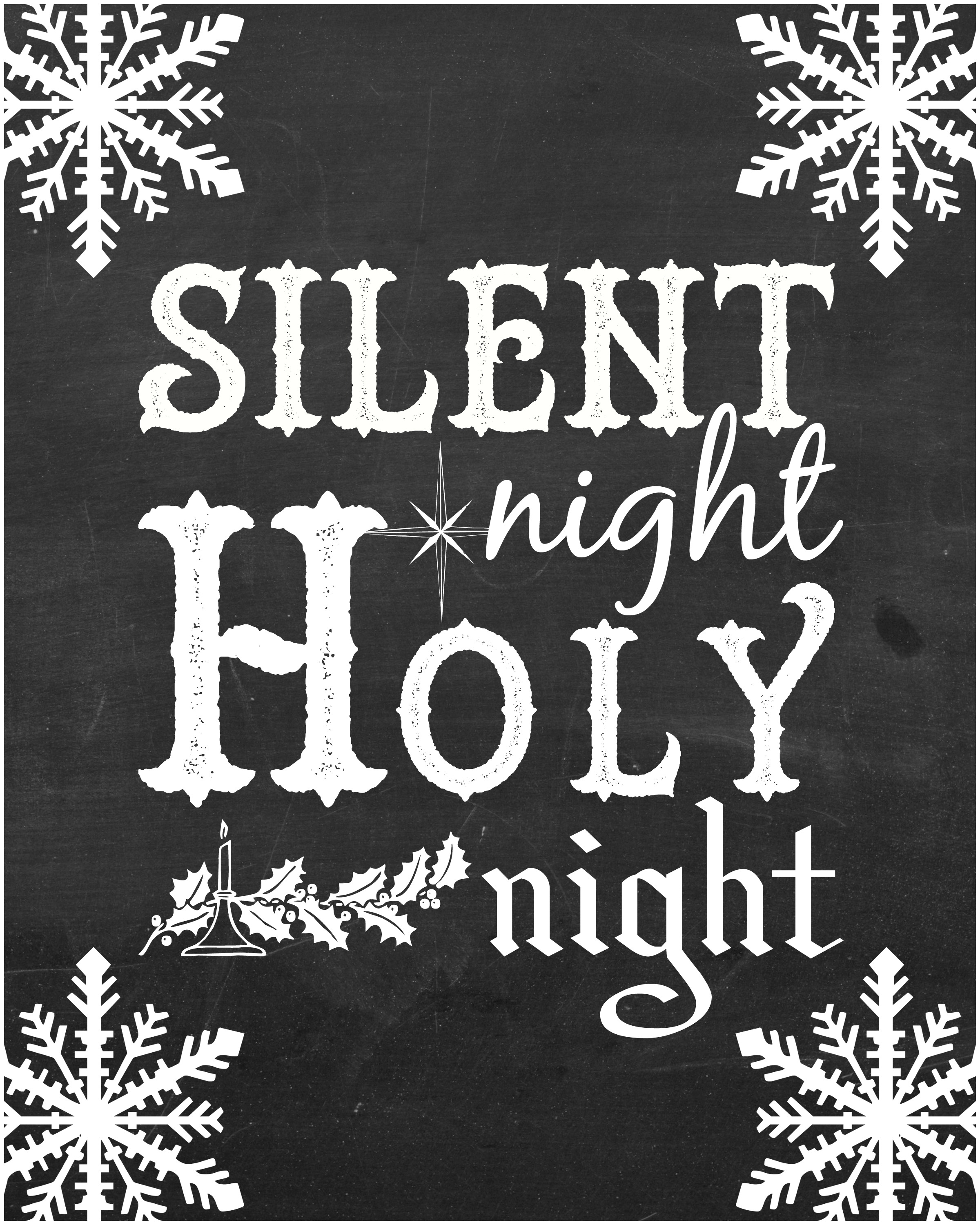 Printable Silent Night Christmas Clip Art