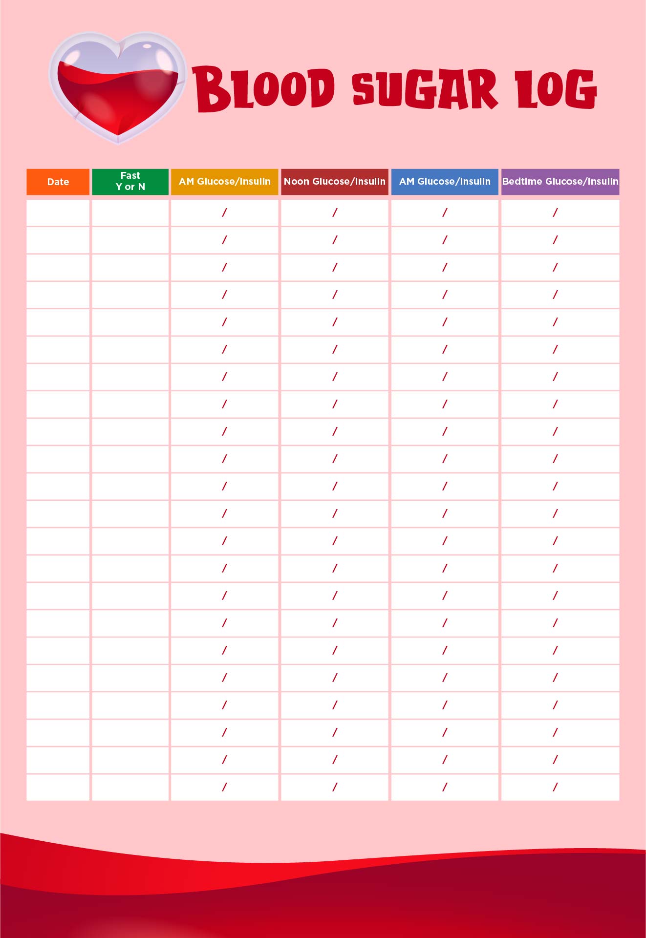 Blood Sugar Log Printable