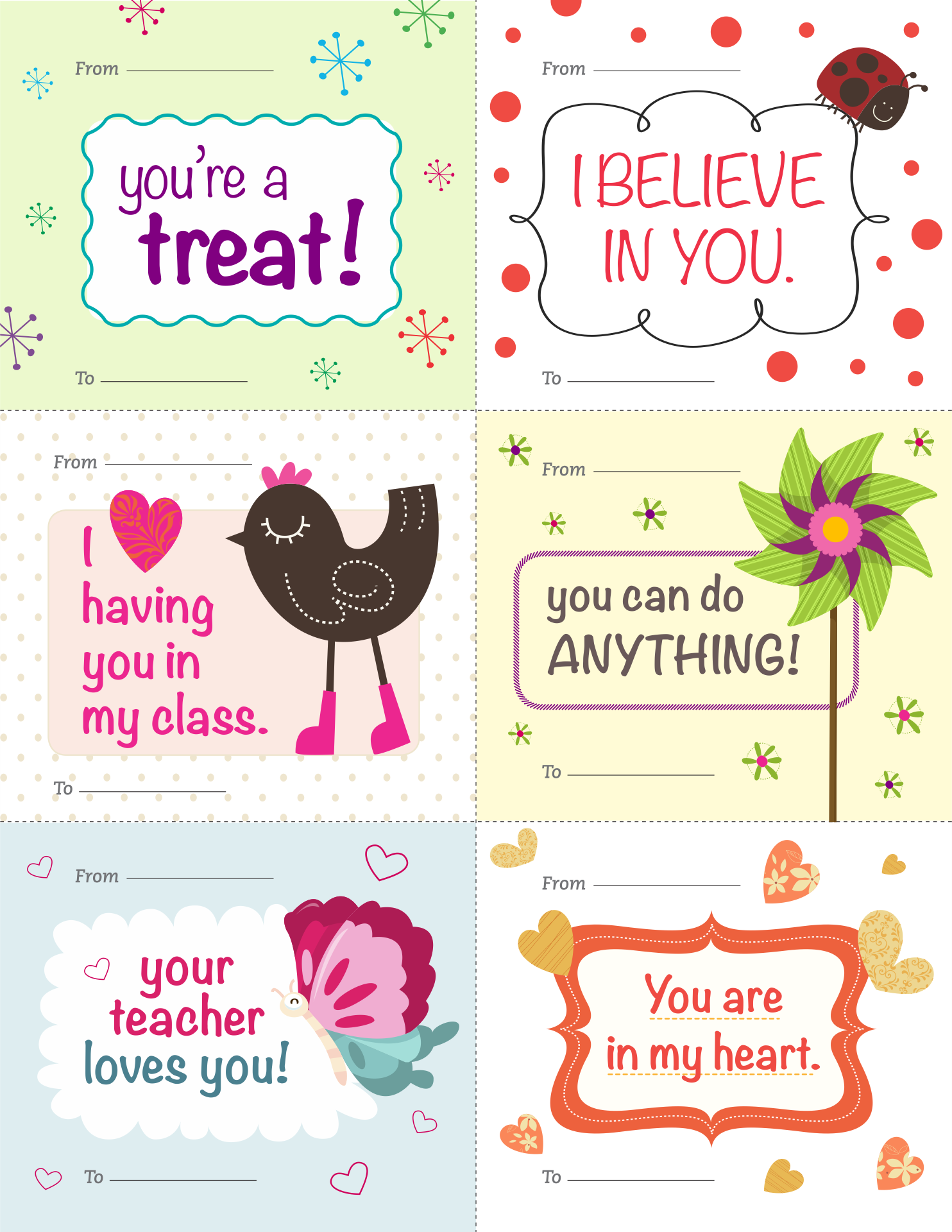 Printable Teacher Valentine Cards