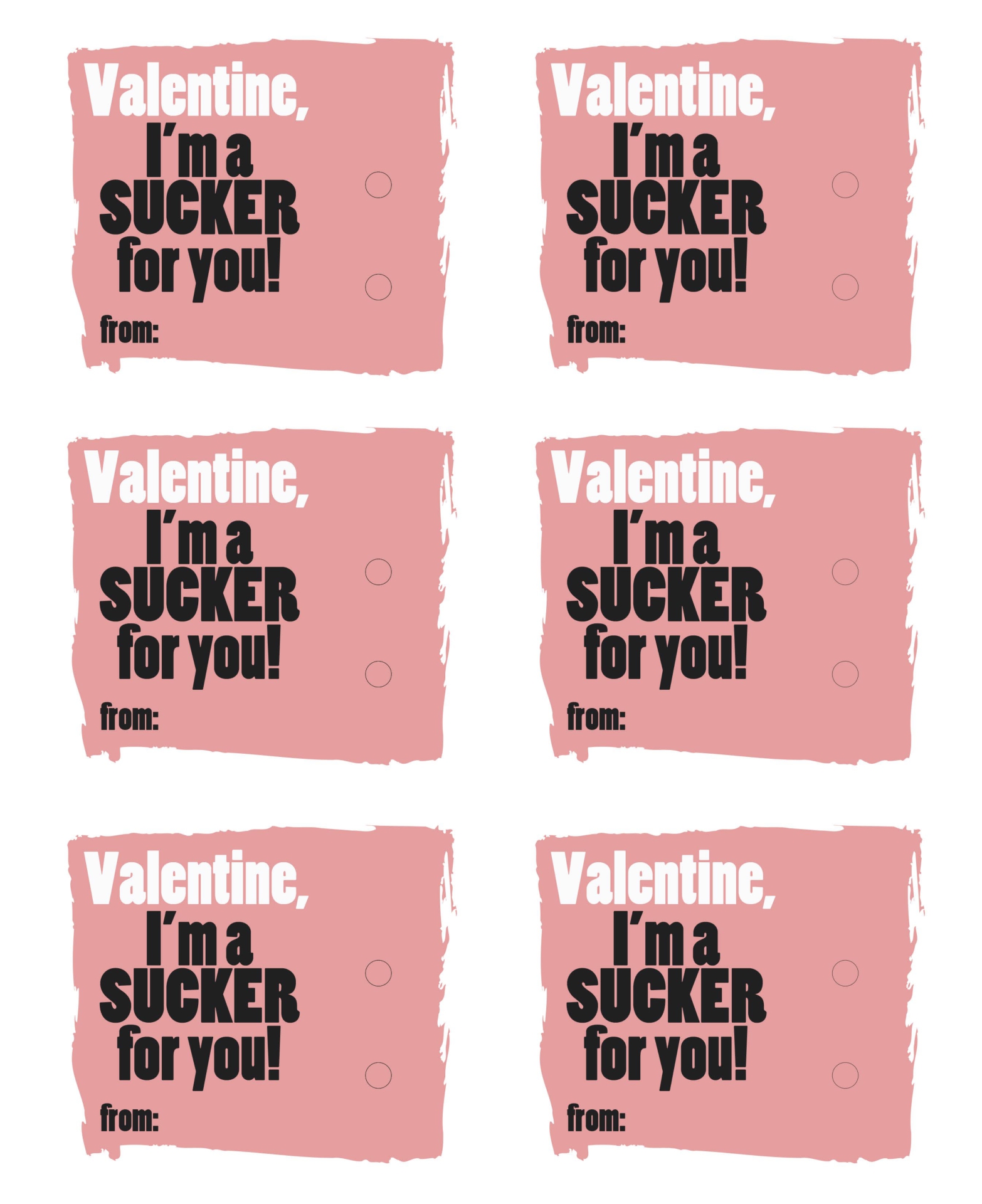 Printable Valentine Sucker Cards