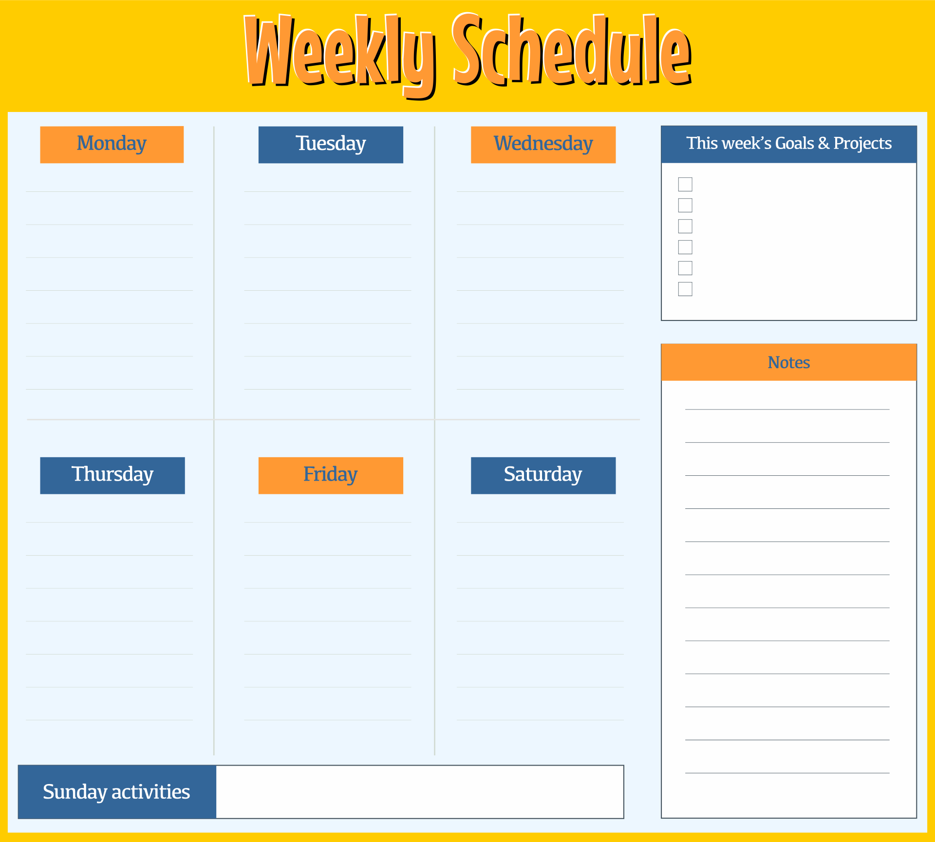 Free Printable Schedule Templates