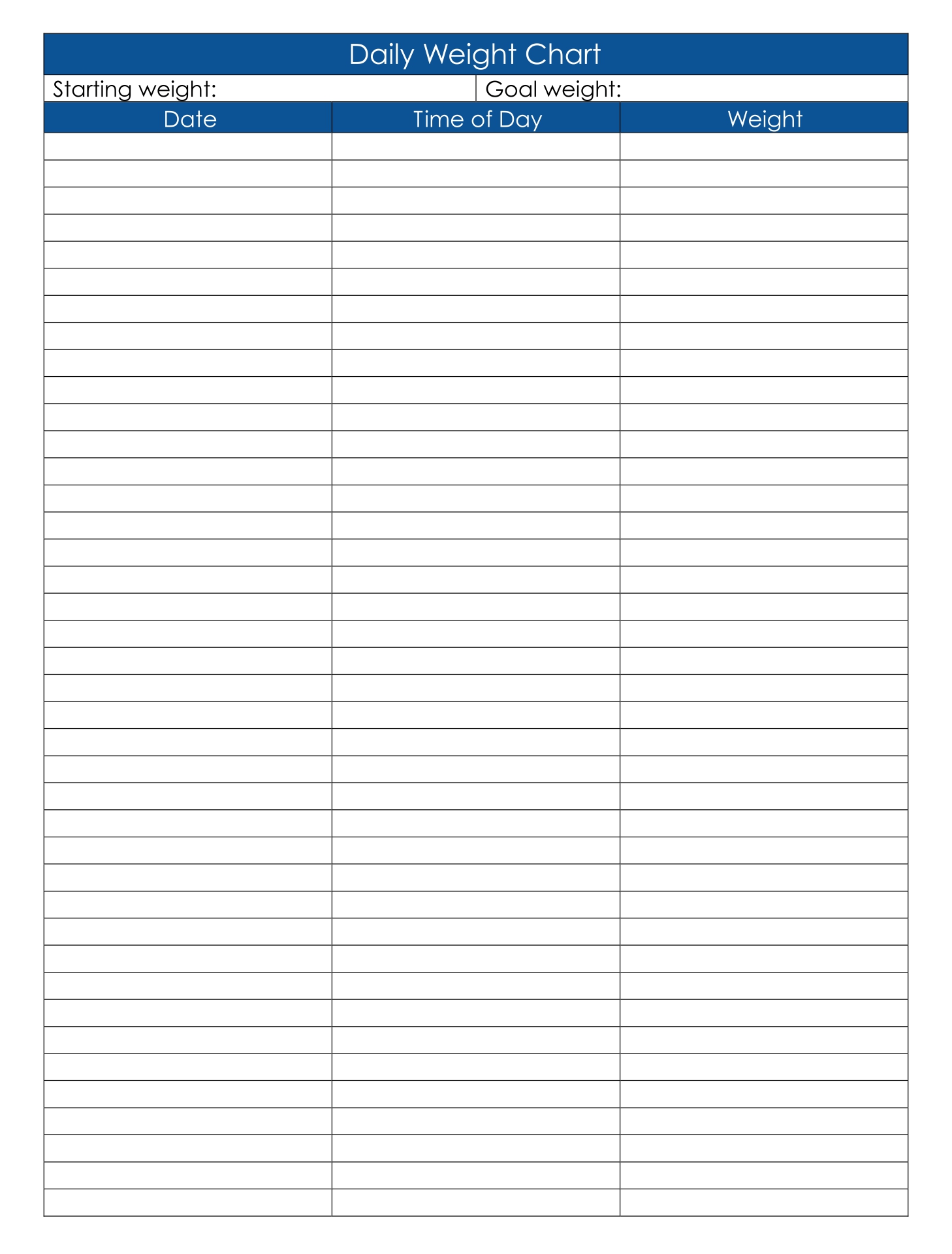 Weight Loss Tracker Template Printable Printable Templates