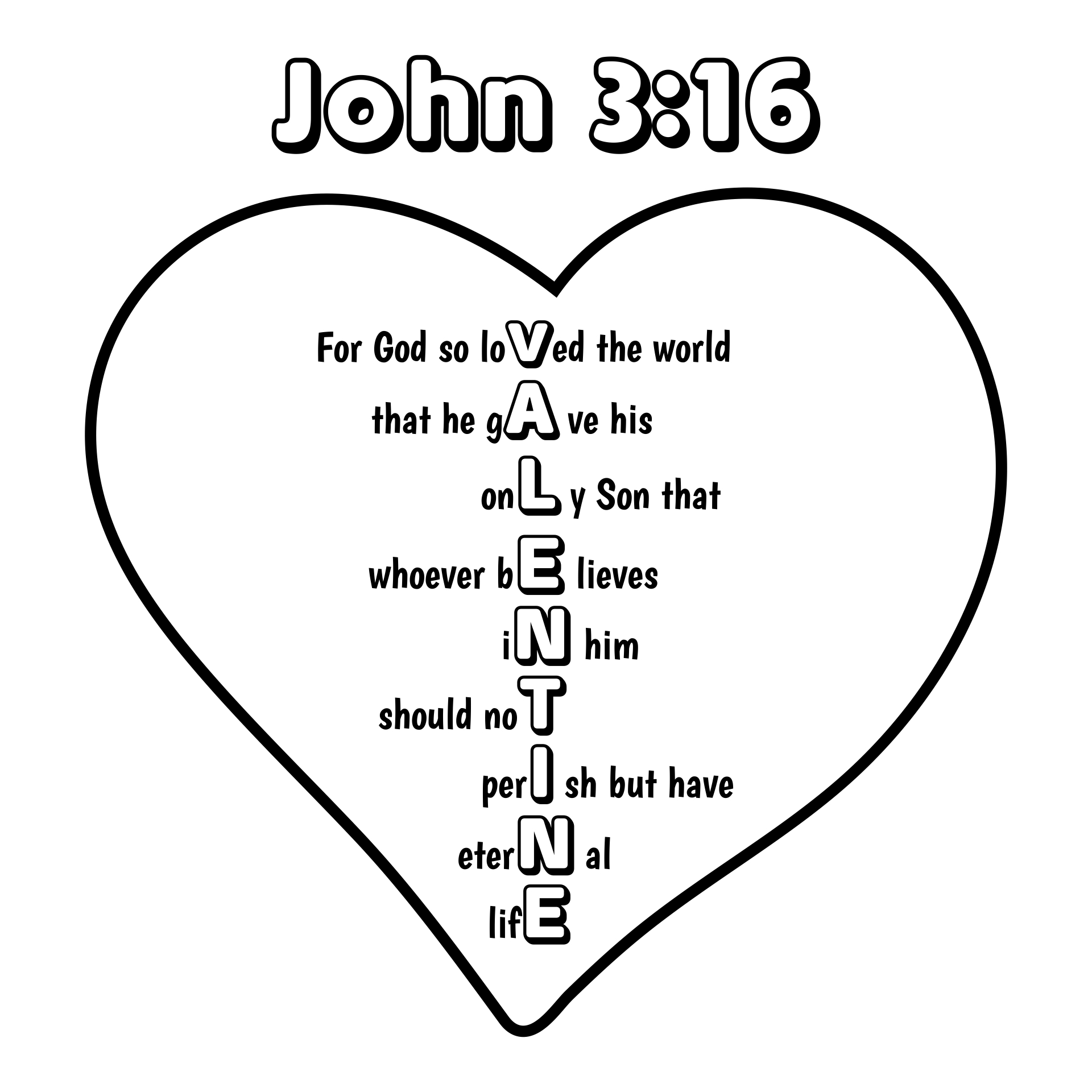John 3 16 Valentine Printable Heart