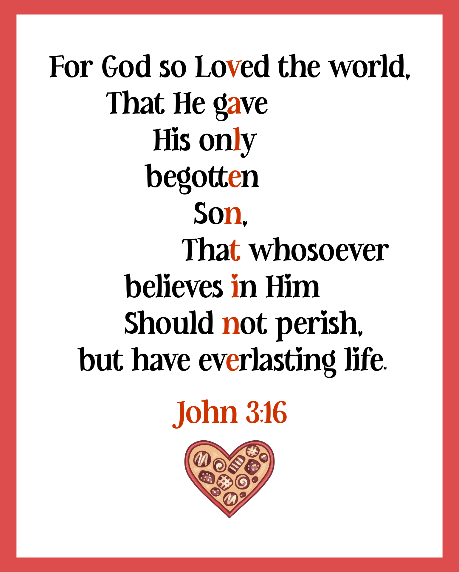 John 3 16 Valentine Printable