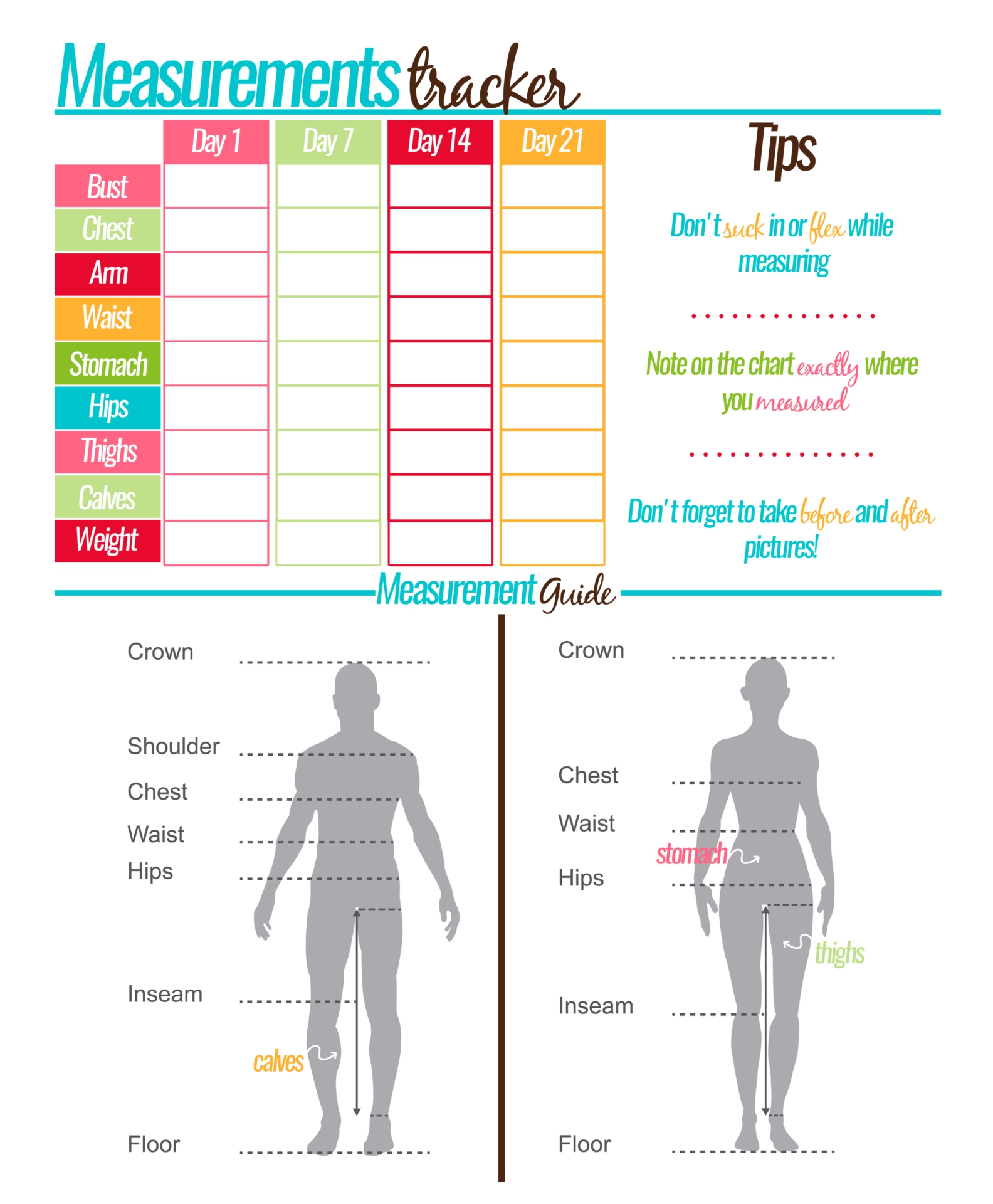 Free Body Measurement Printable