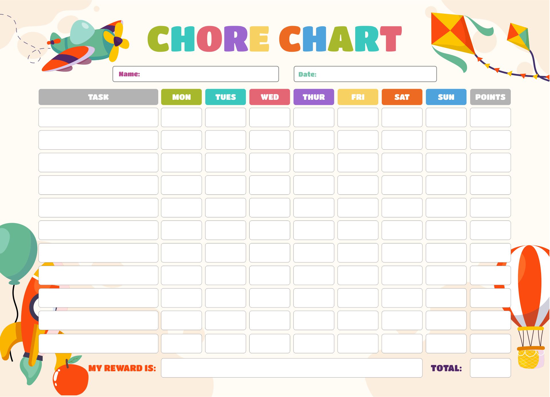  Printable Chore Behavior Charts for Kids