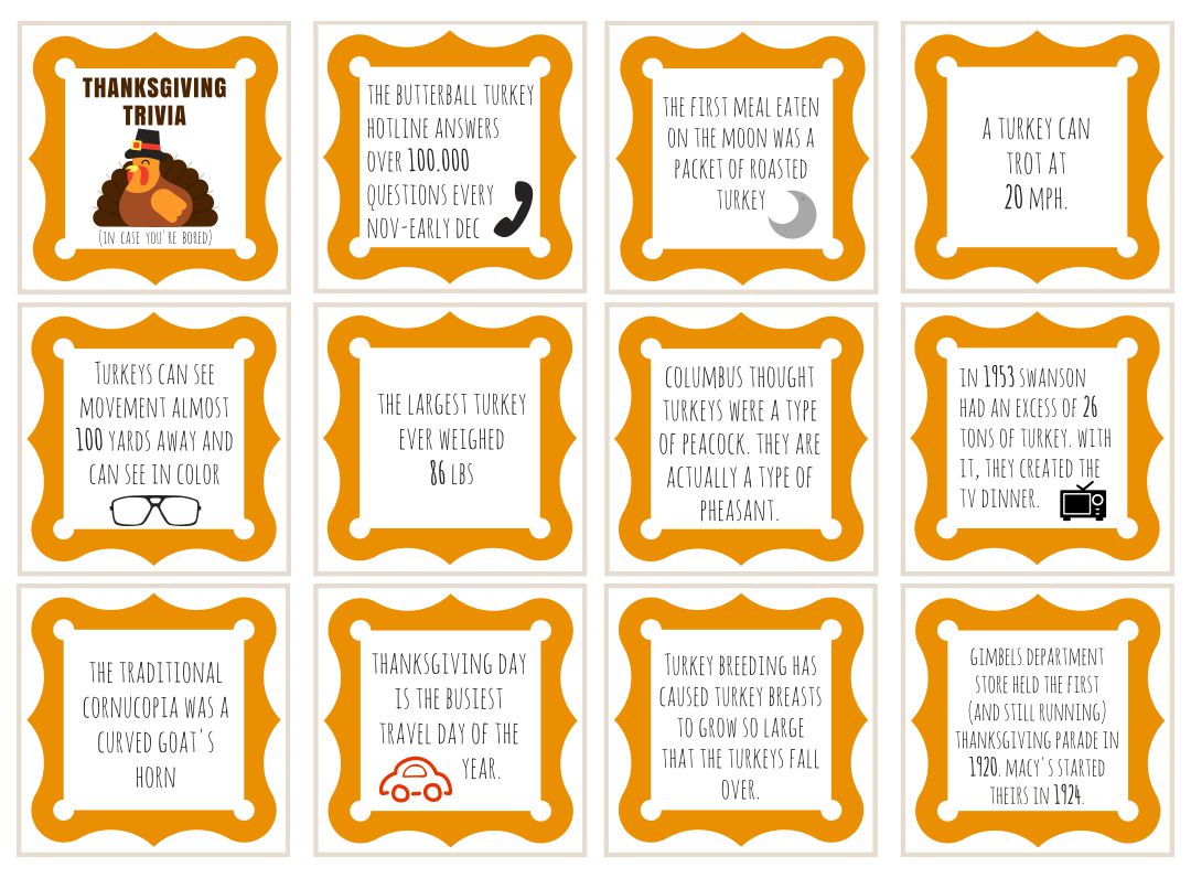 9 Best Printable Thanksgiving Trivia Printablee Com