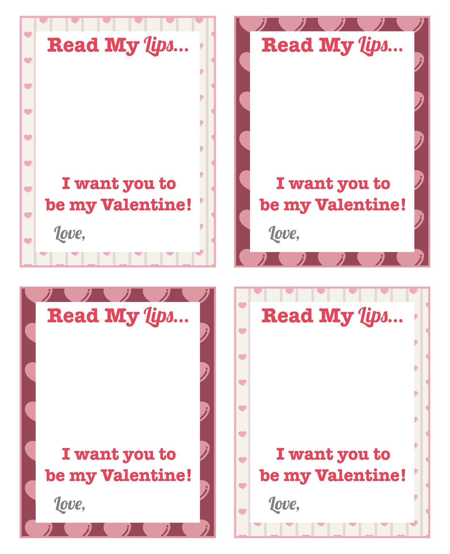 Read My Lips Valentine Printable Free