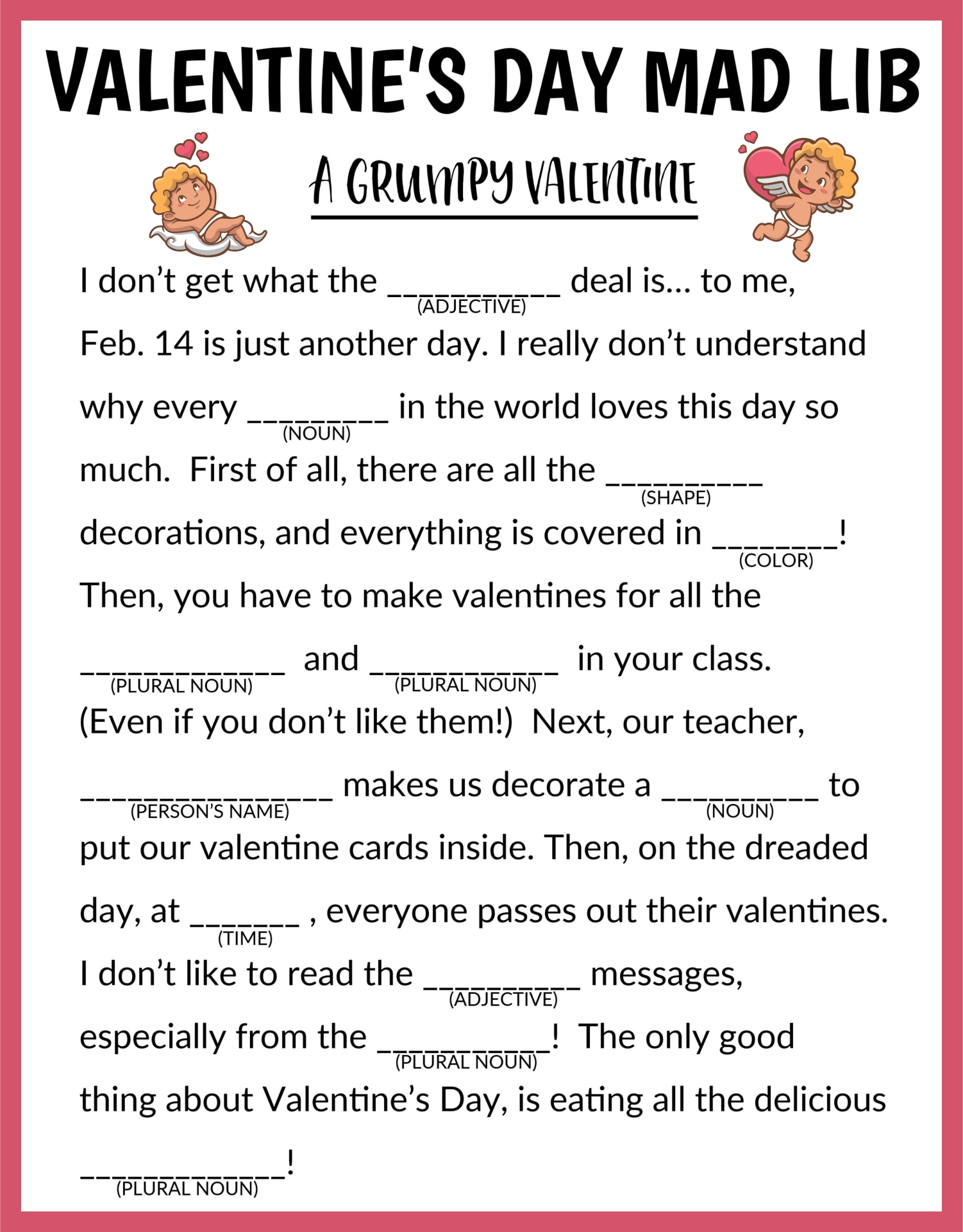 10 Best Love Letter Mad Libs Printable