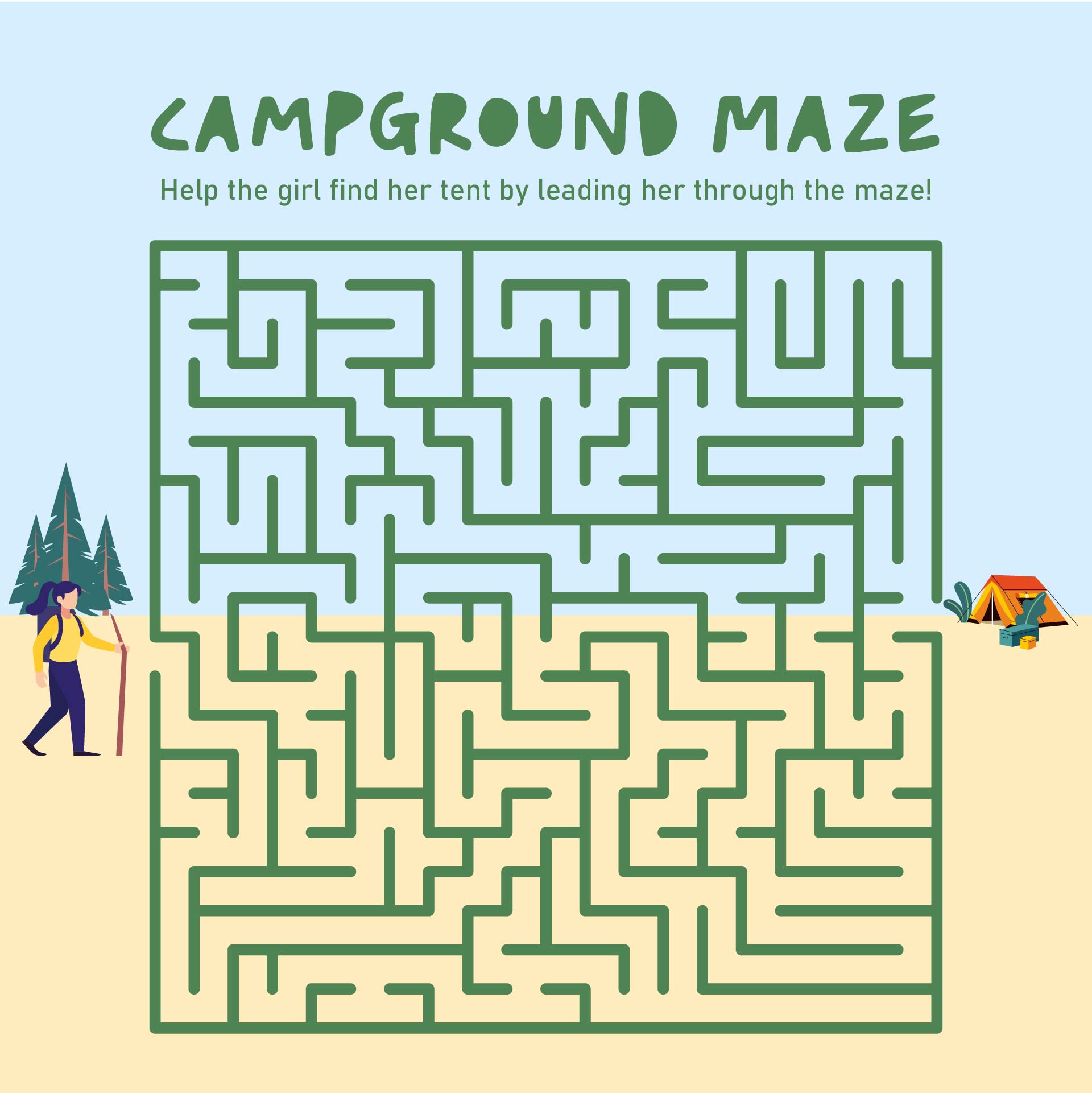Camping Maze Printable
