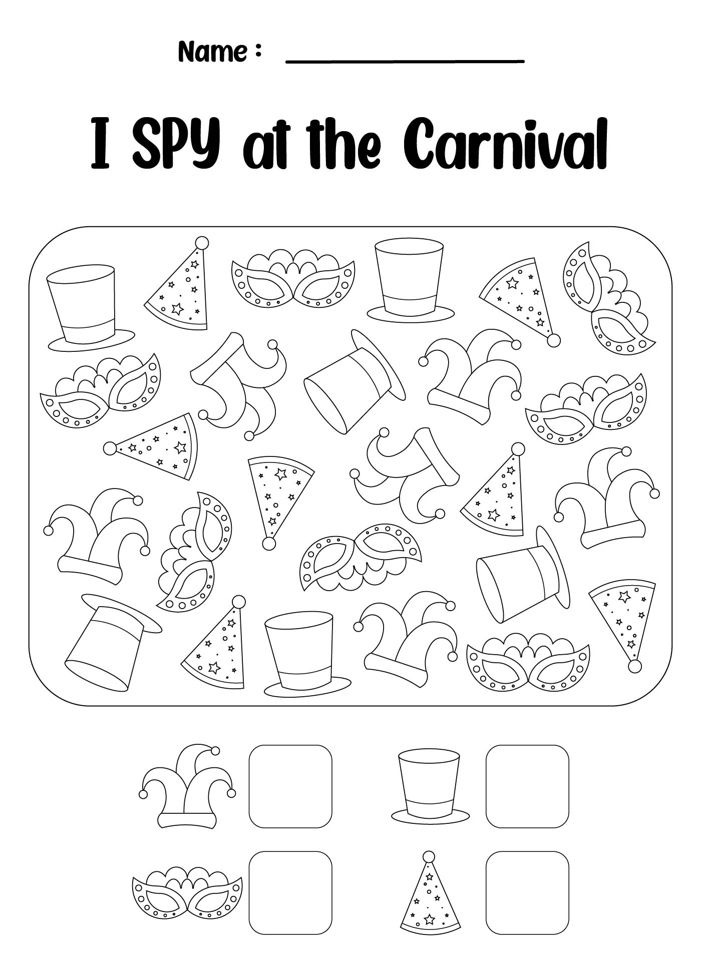 Carnival Games Worksheet Printable