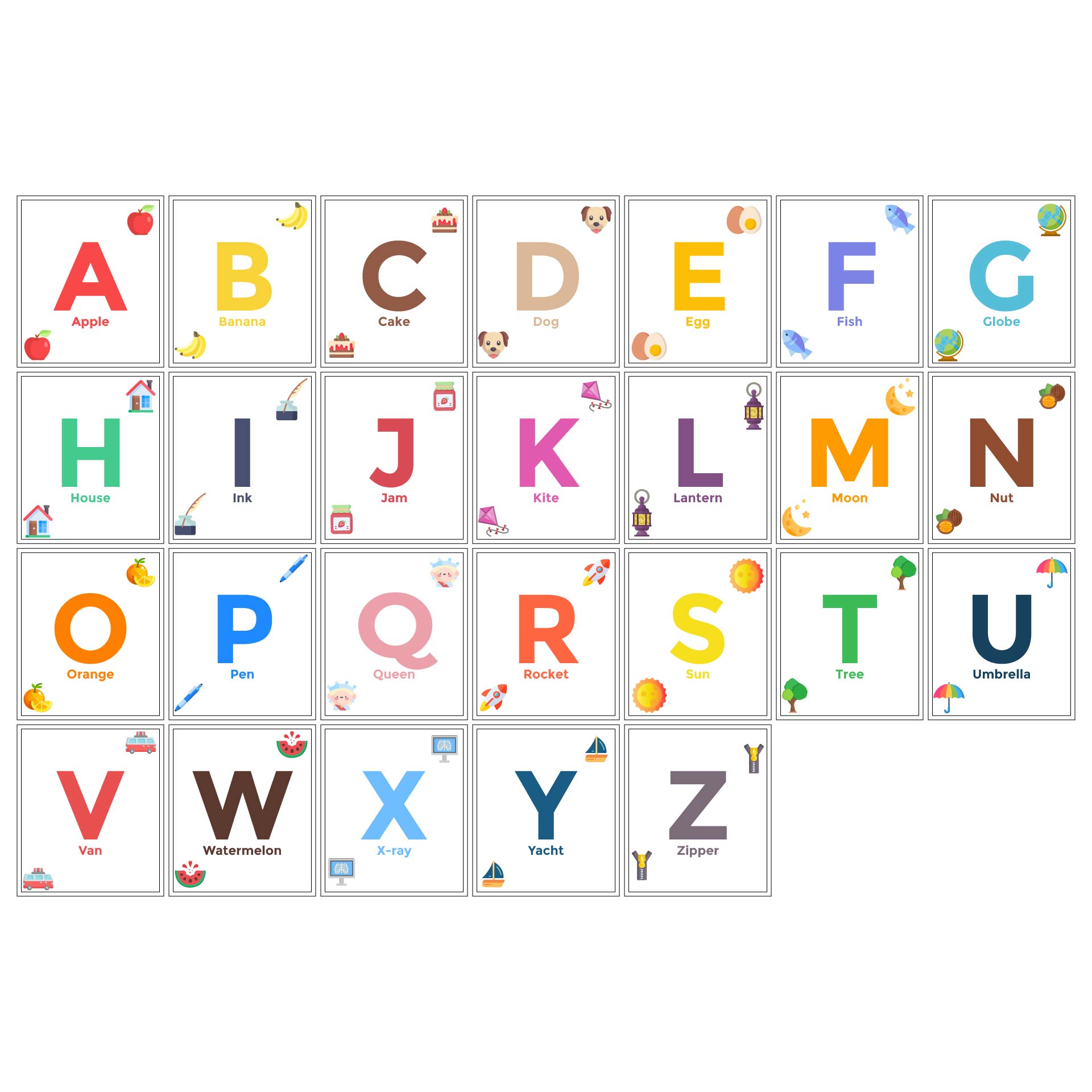 Preschool Alphabet Letters With Pictures Flashcards Simply Print The 
