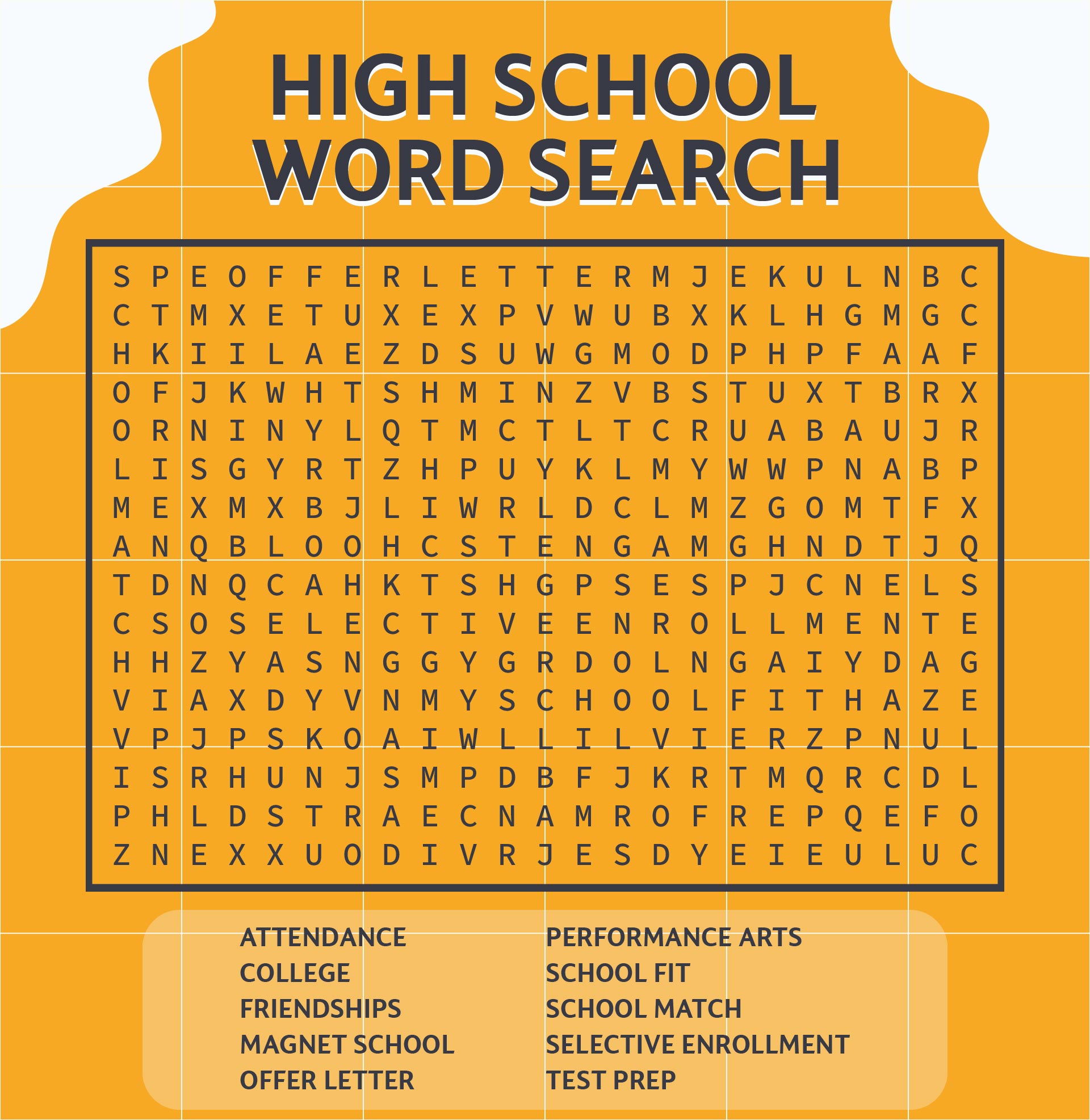 High School Word Search Printable