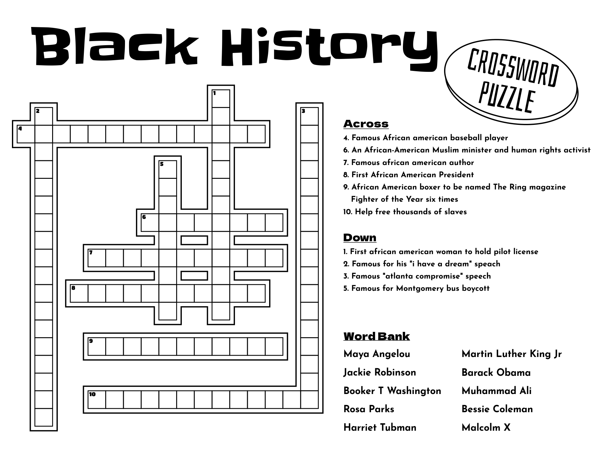  Printable Easy Crossword Puzzles