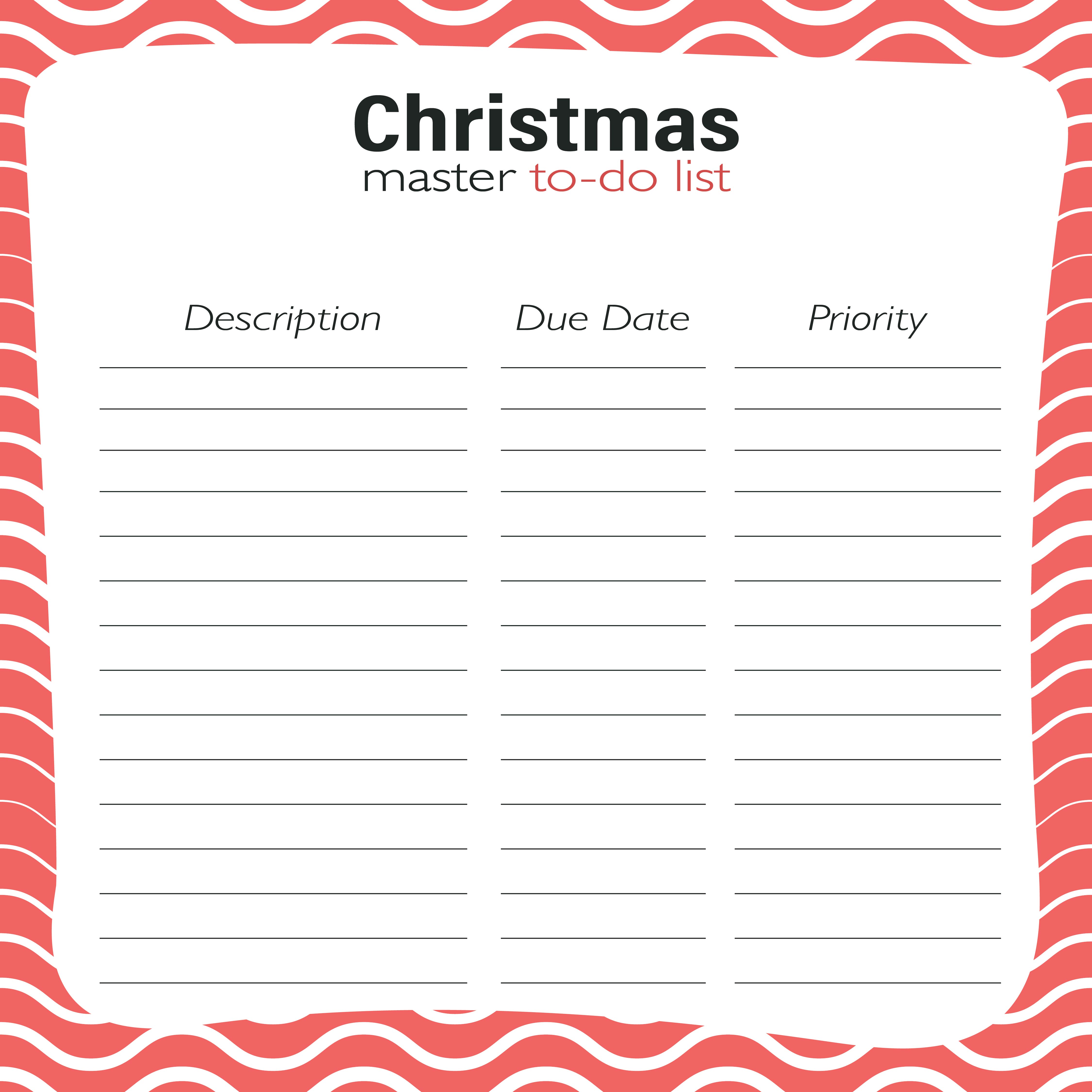 Master Printable List Christmas