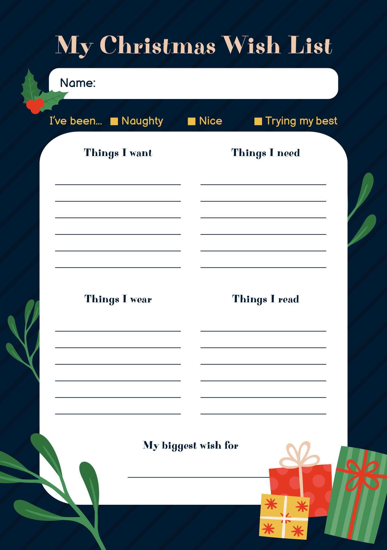 Printable Christmas Wish List