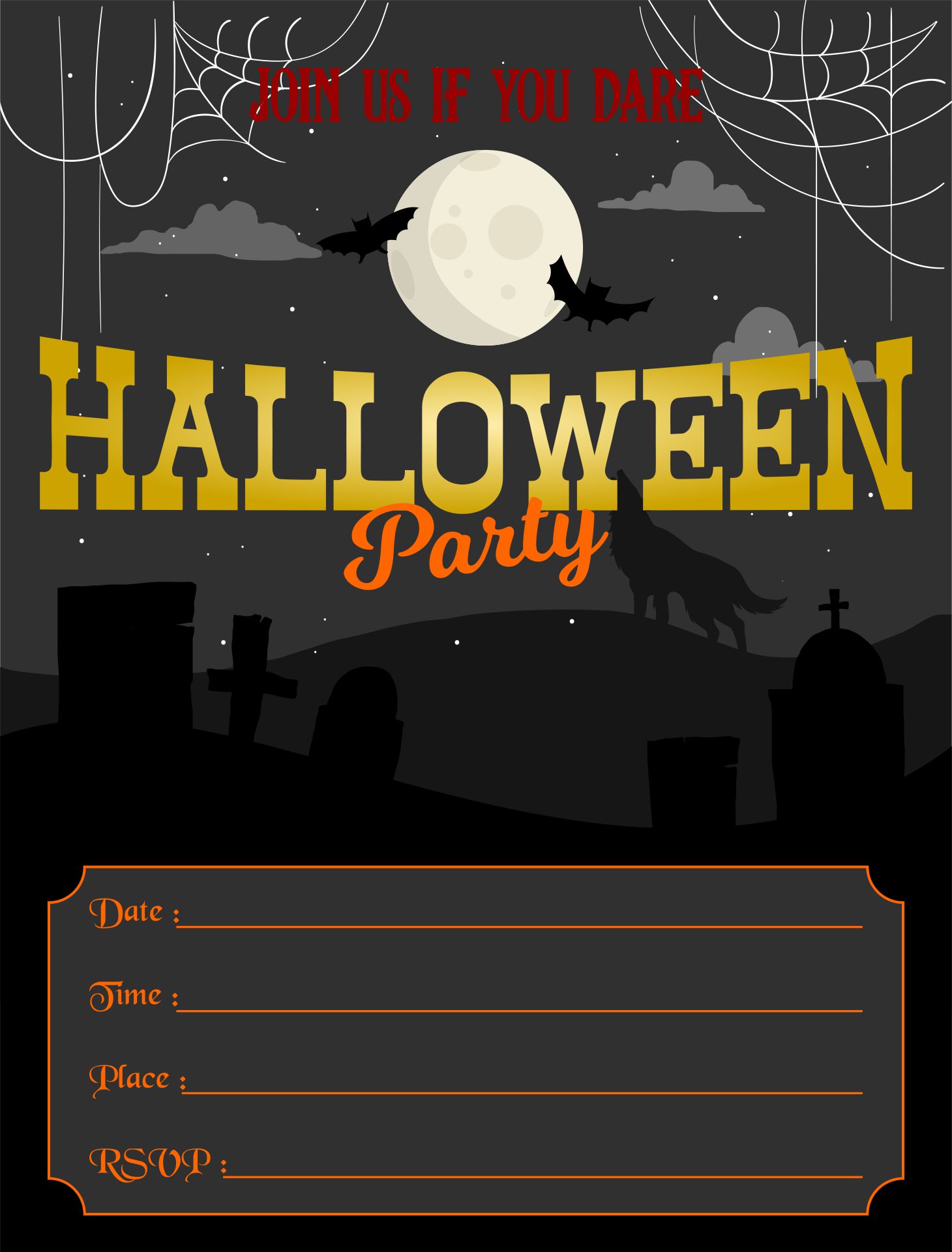 Scary Halloween Party Invitations Printable