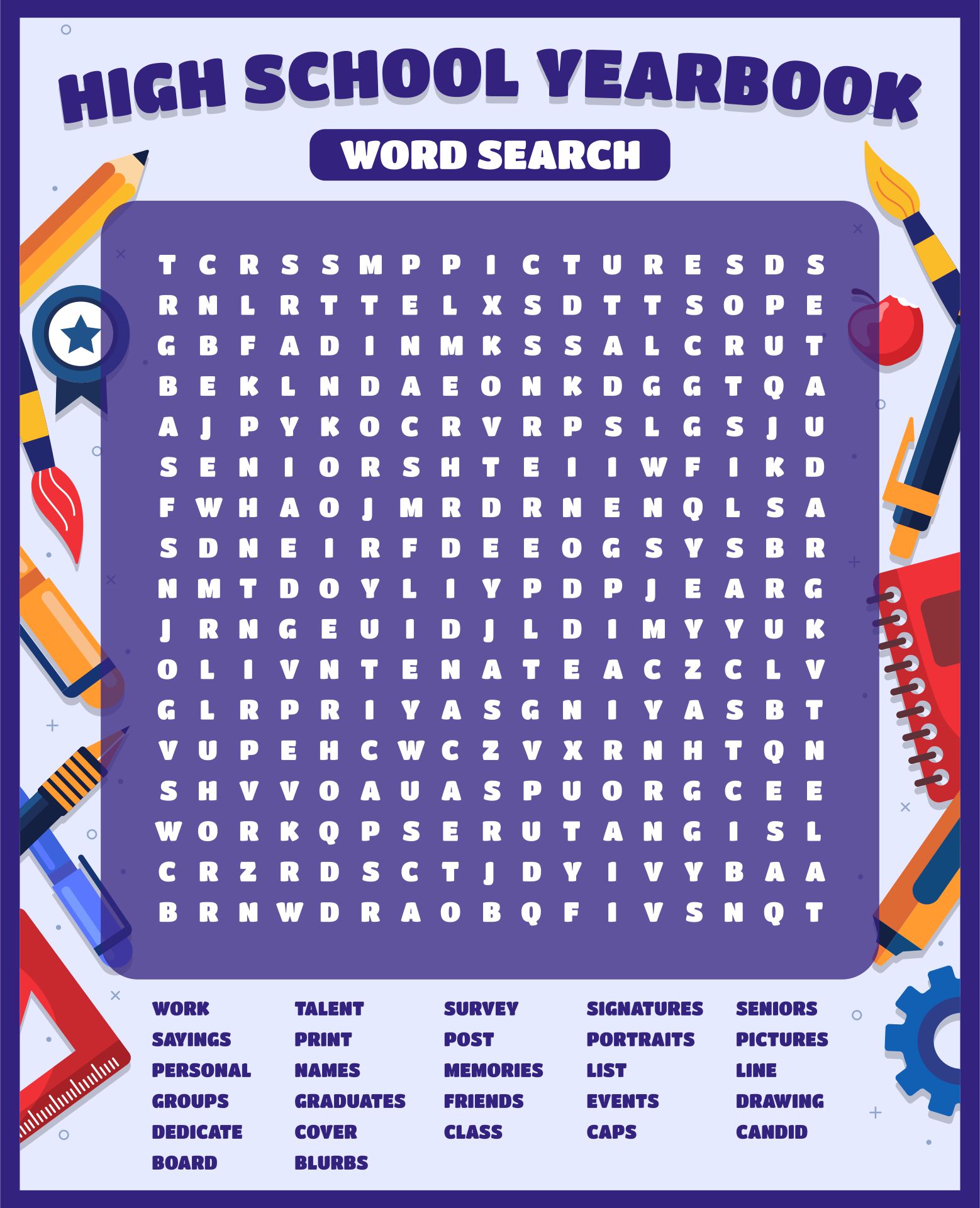 School Word Searches