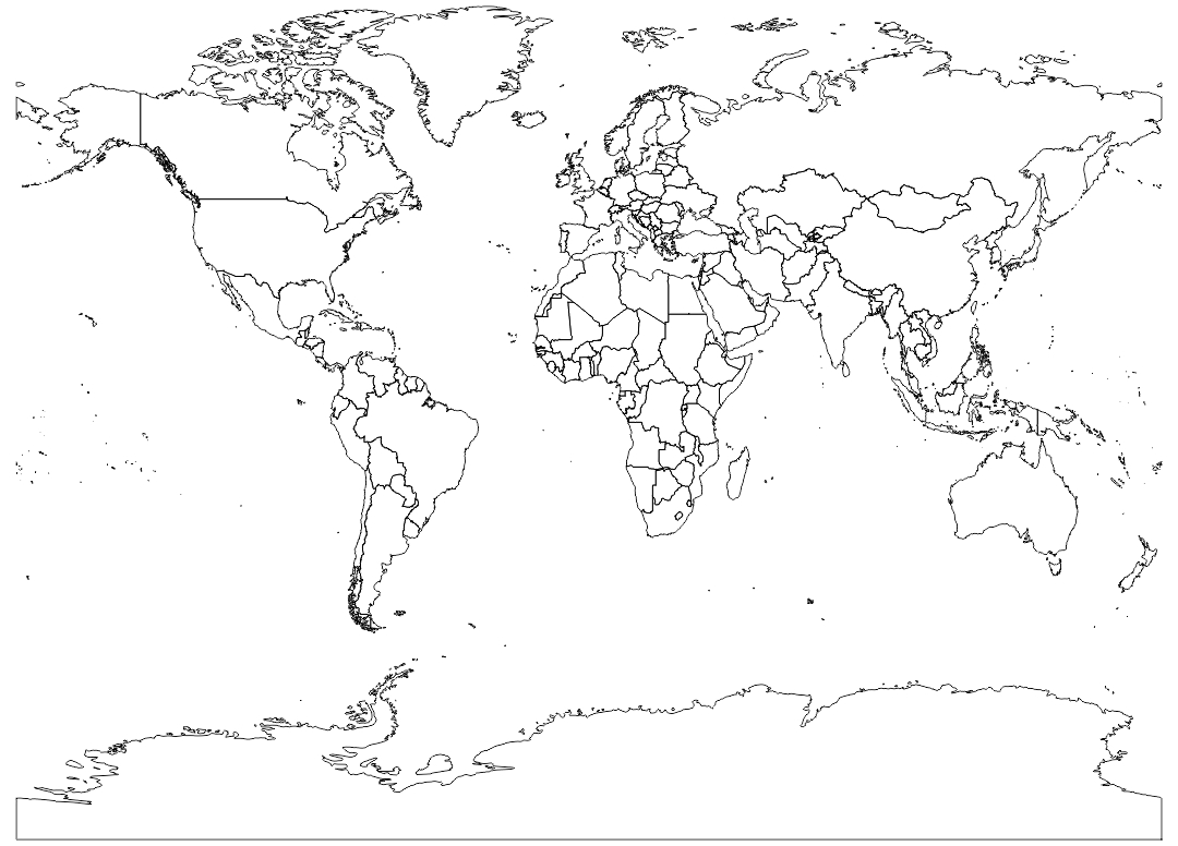 World Map Outline with Countries