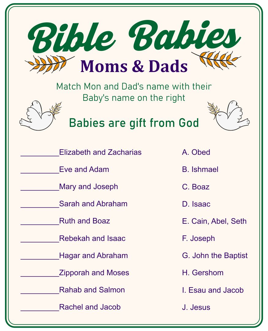  Printable Baby Shower Bible Games