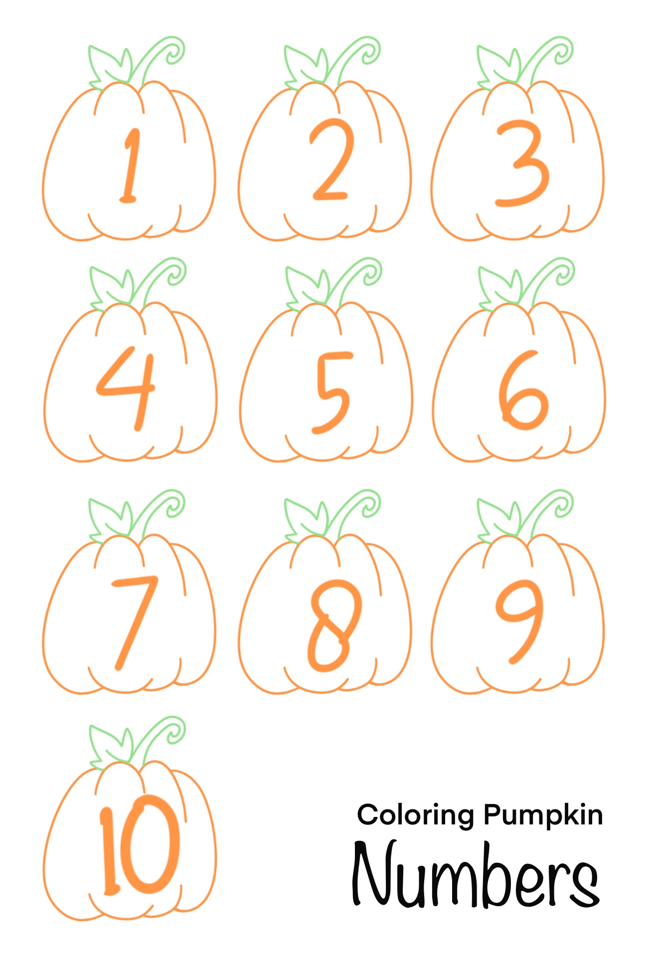 Coloring Pages Numbers 1 10 Pumpkins