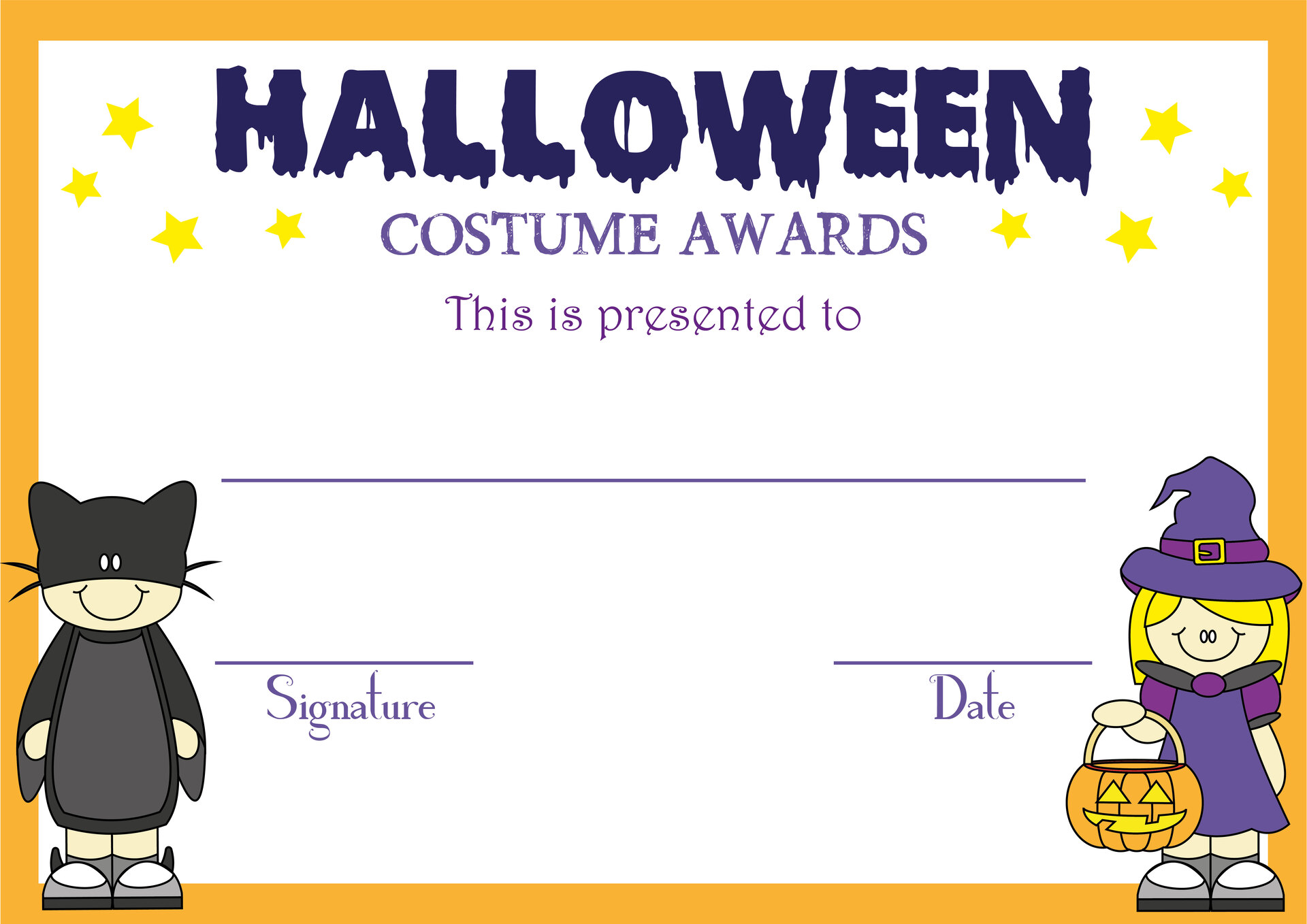 15 Best Halloween Costume Awards Printable Printablee