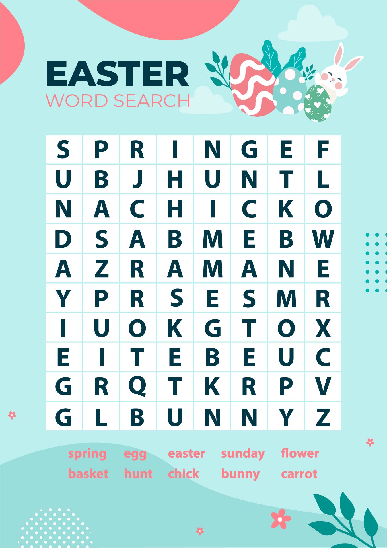 Easter Word Search Puzzle