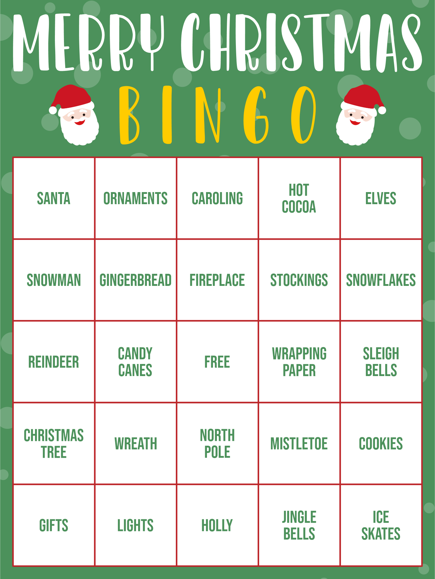 7 Best Free Printable Christmas Bingo Sheets