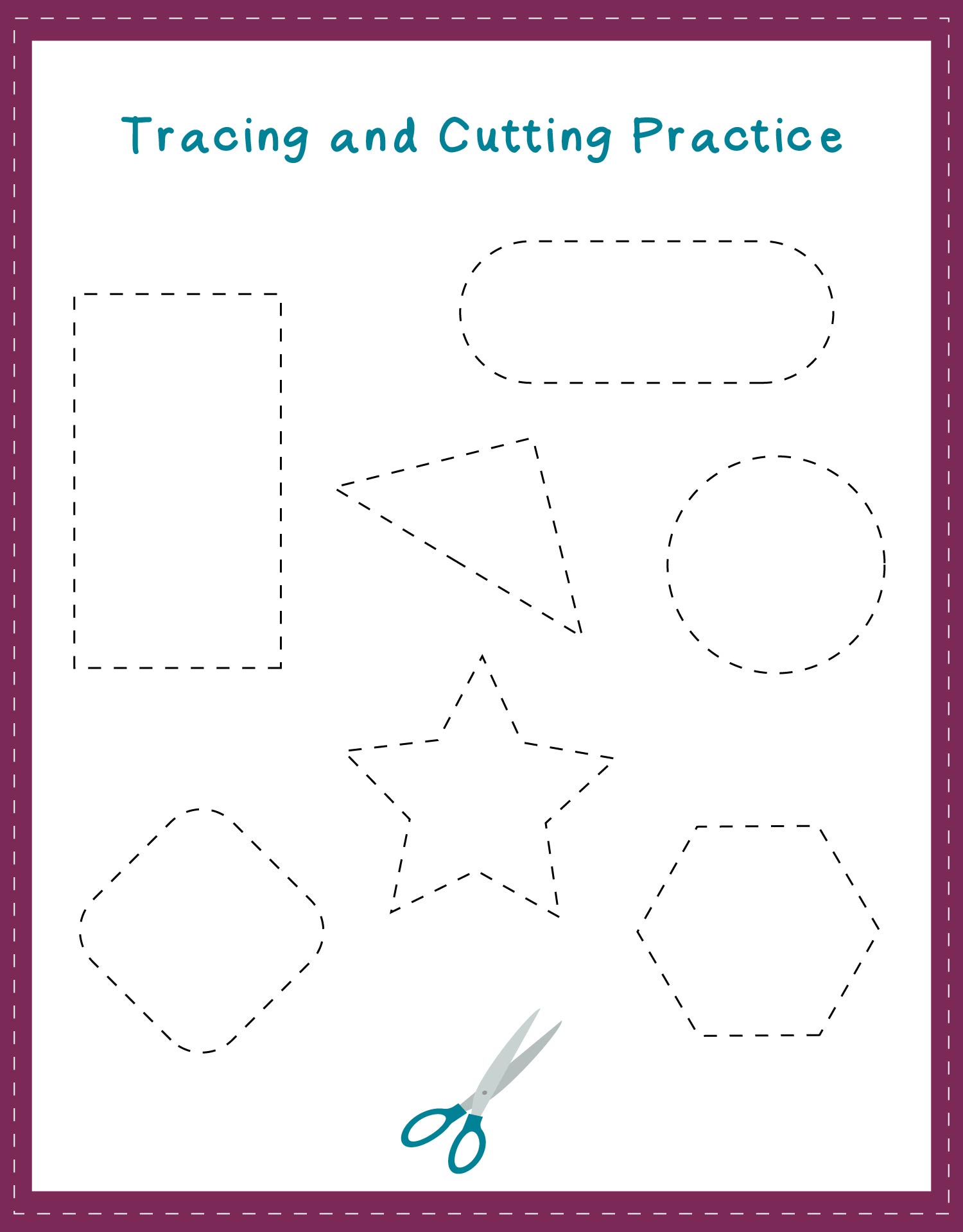 Cutting and Tracing Printable Worksheets