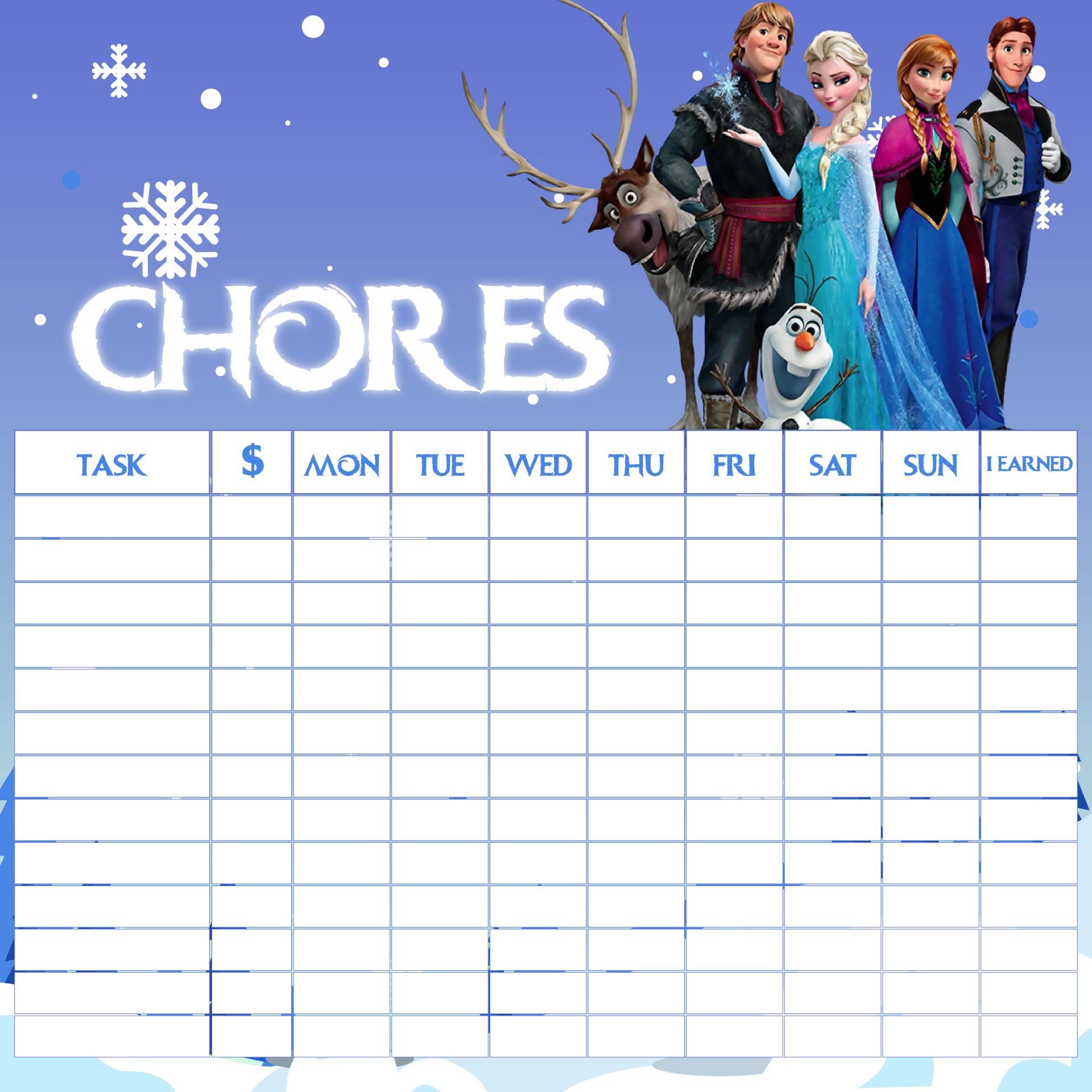 Frozen Printable Chore Chart