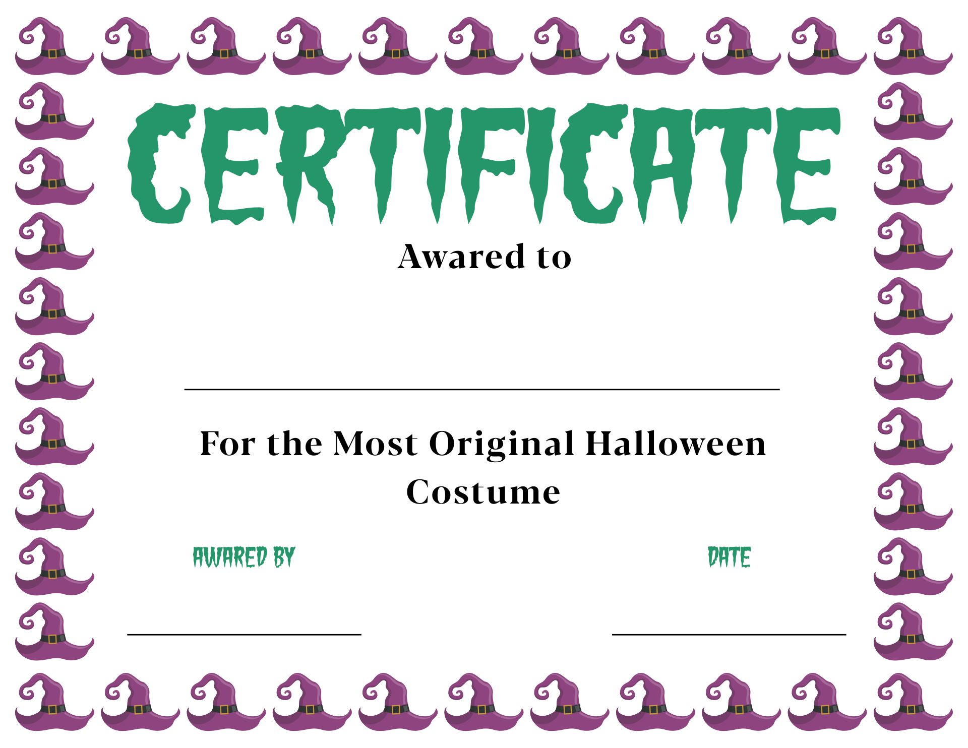 Halloween Costume Awards Printable