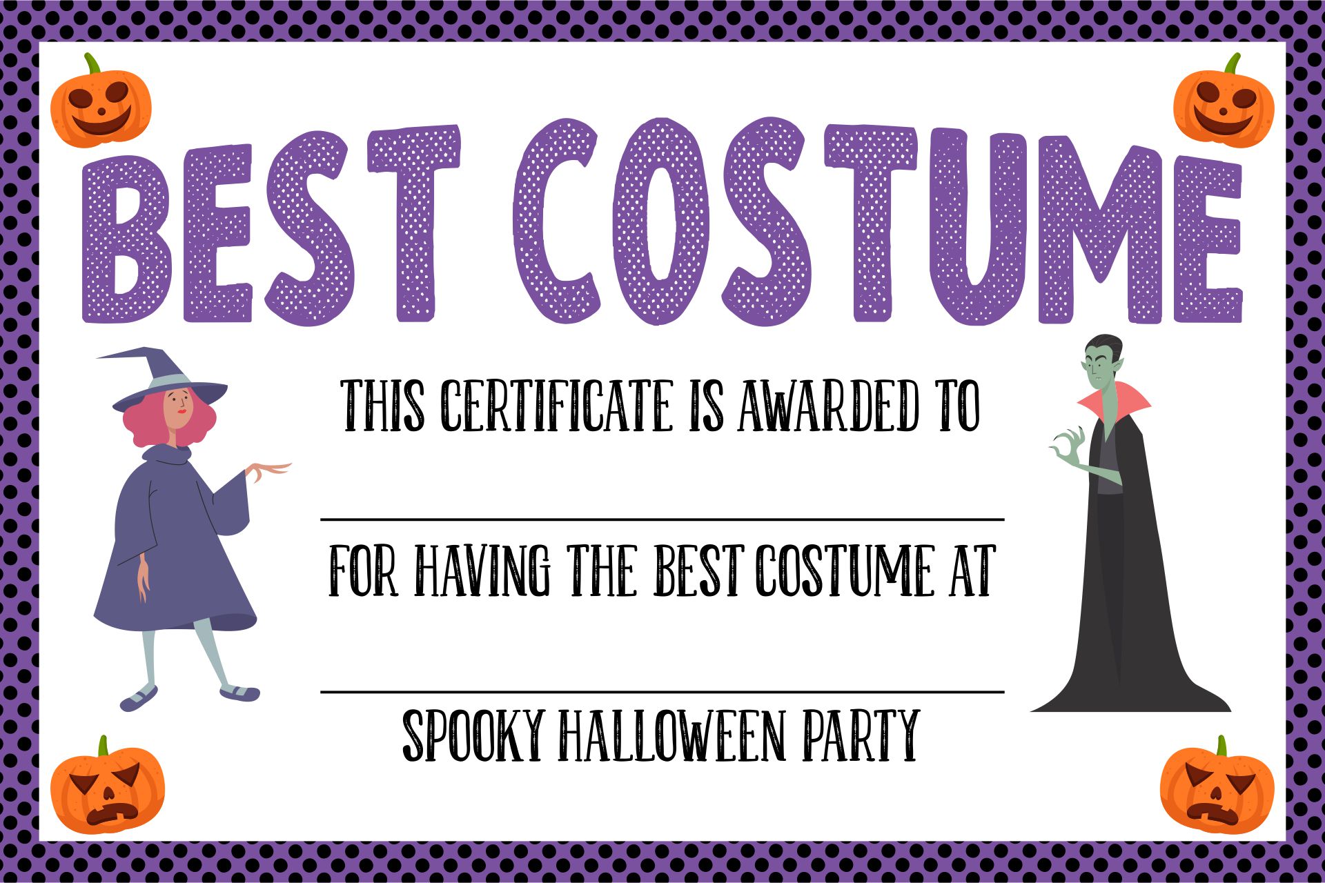 15 Best Halloween Costume Awards Printable