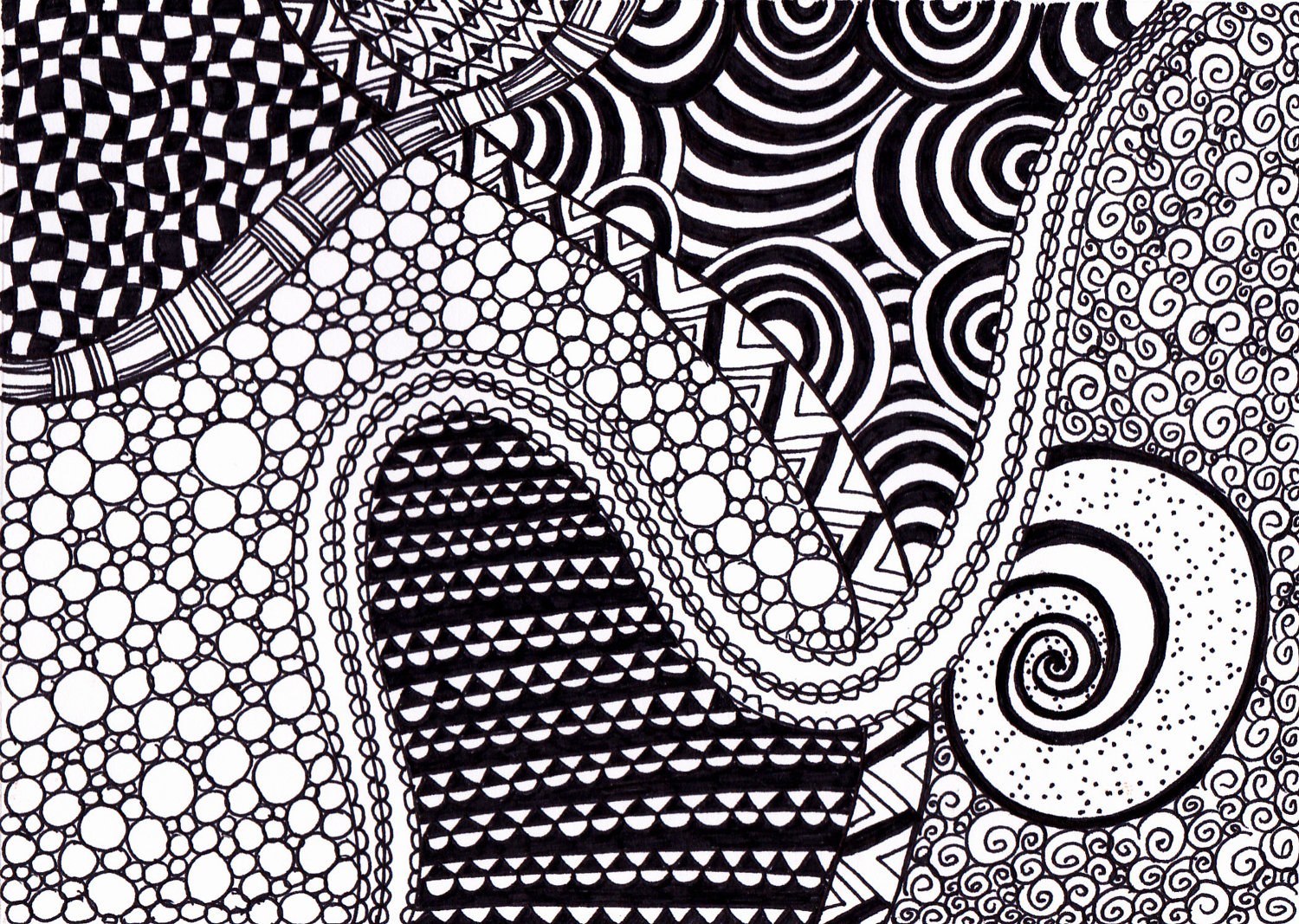 Ink Drawing Black and White Zentangle