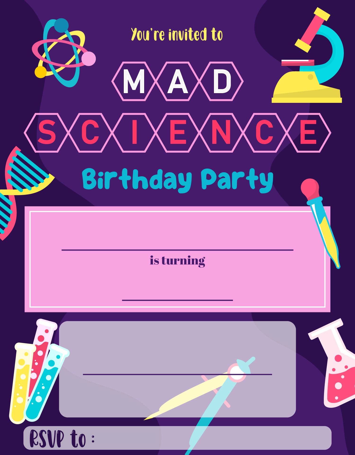 Mad Science Party Invitation Printable