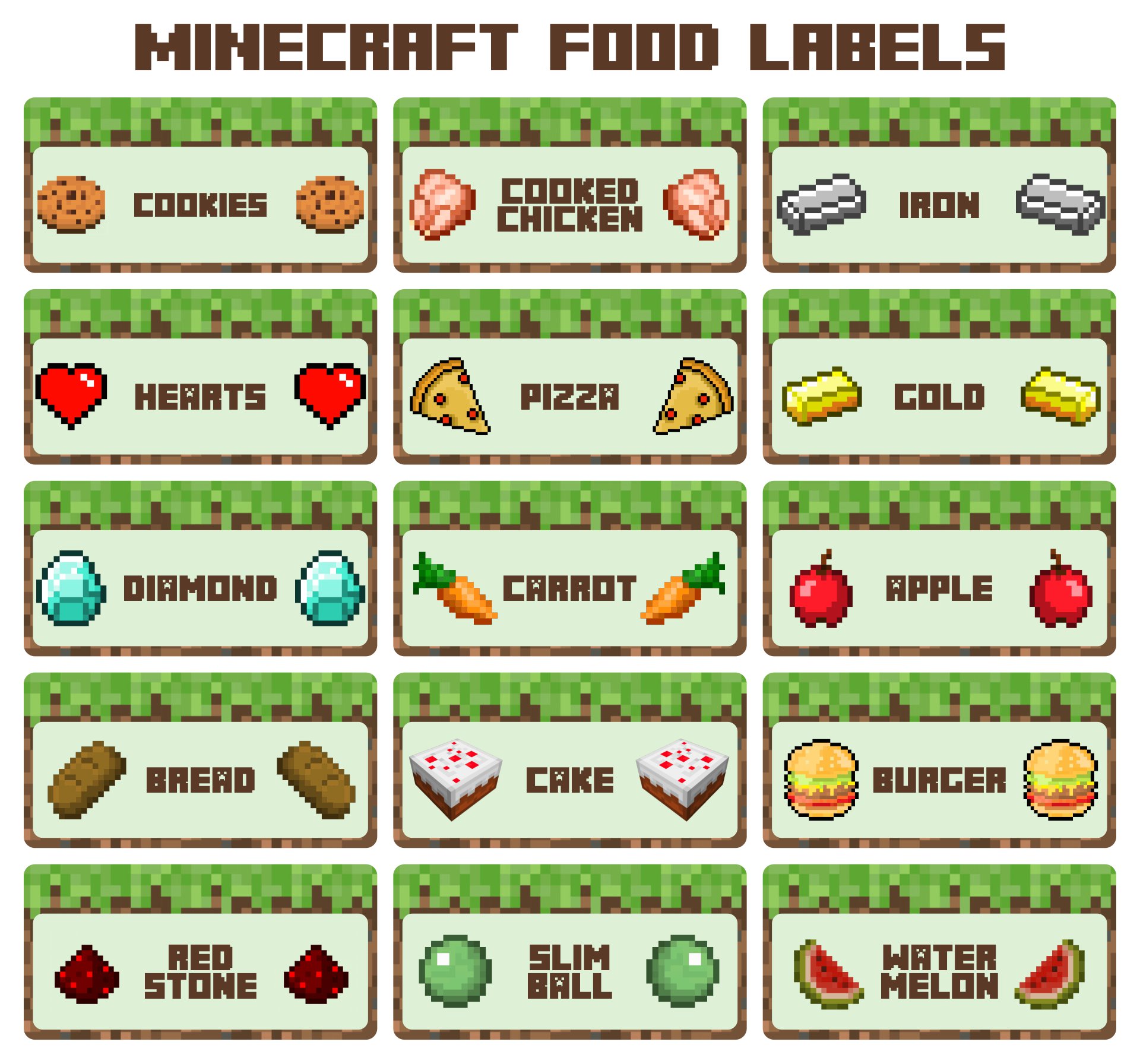 10 Best Minecraft Food Printables Card Printablee Com