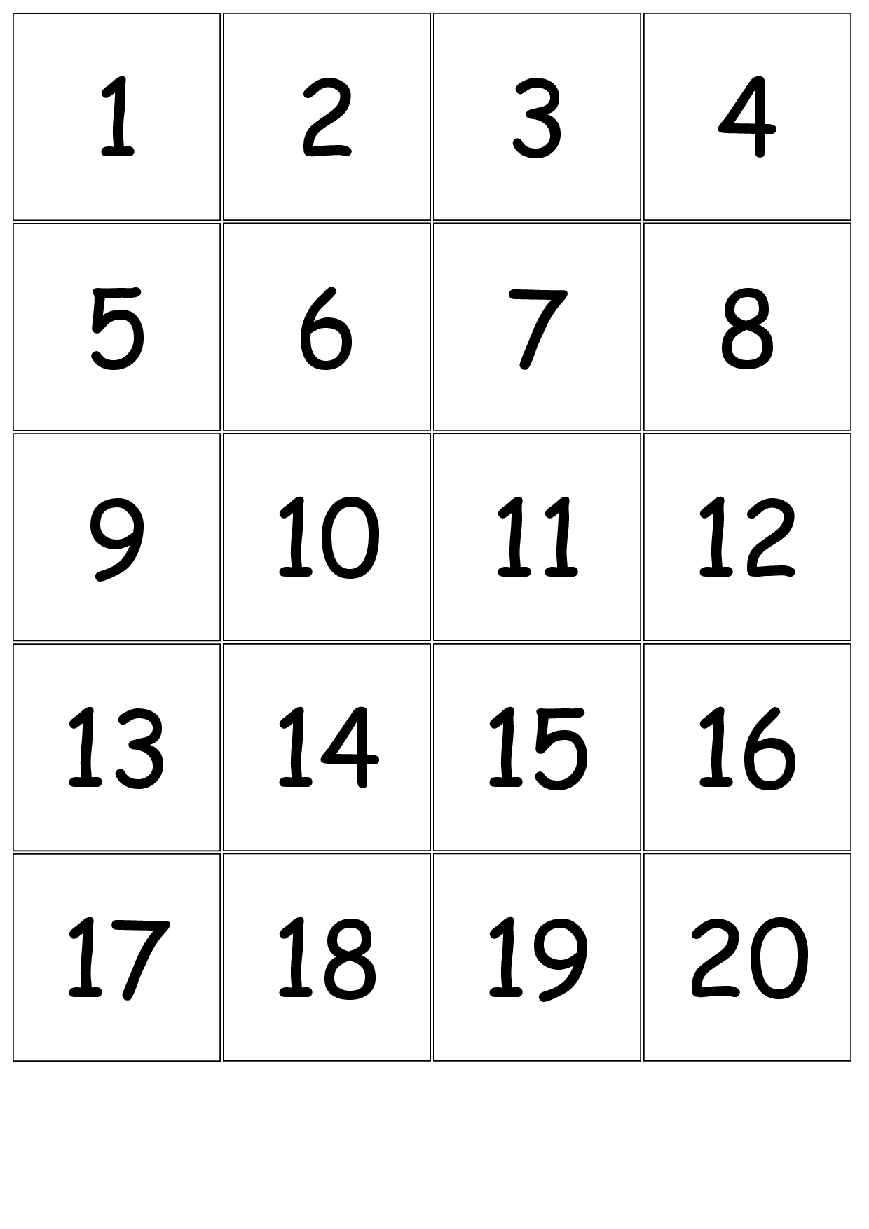 Number Cards 1-20