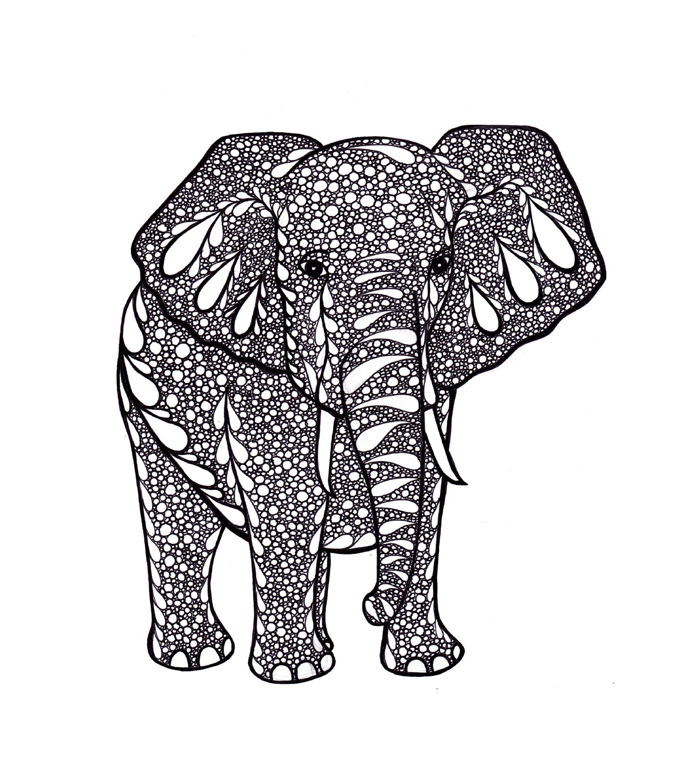 Printable Black and White Elephant Art