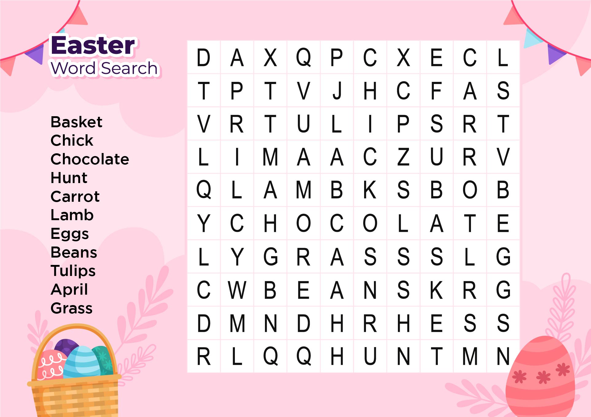 Sunday School Easter Word Search Printable
