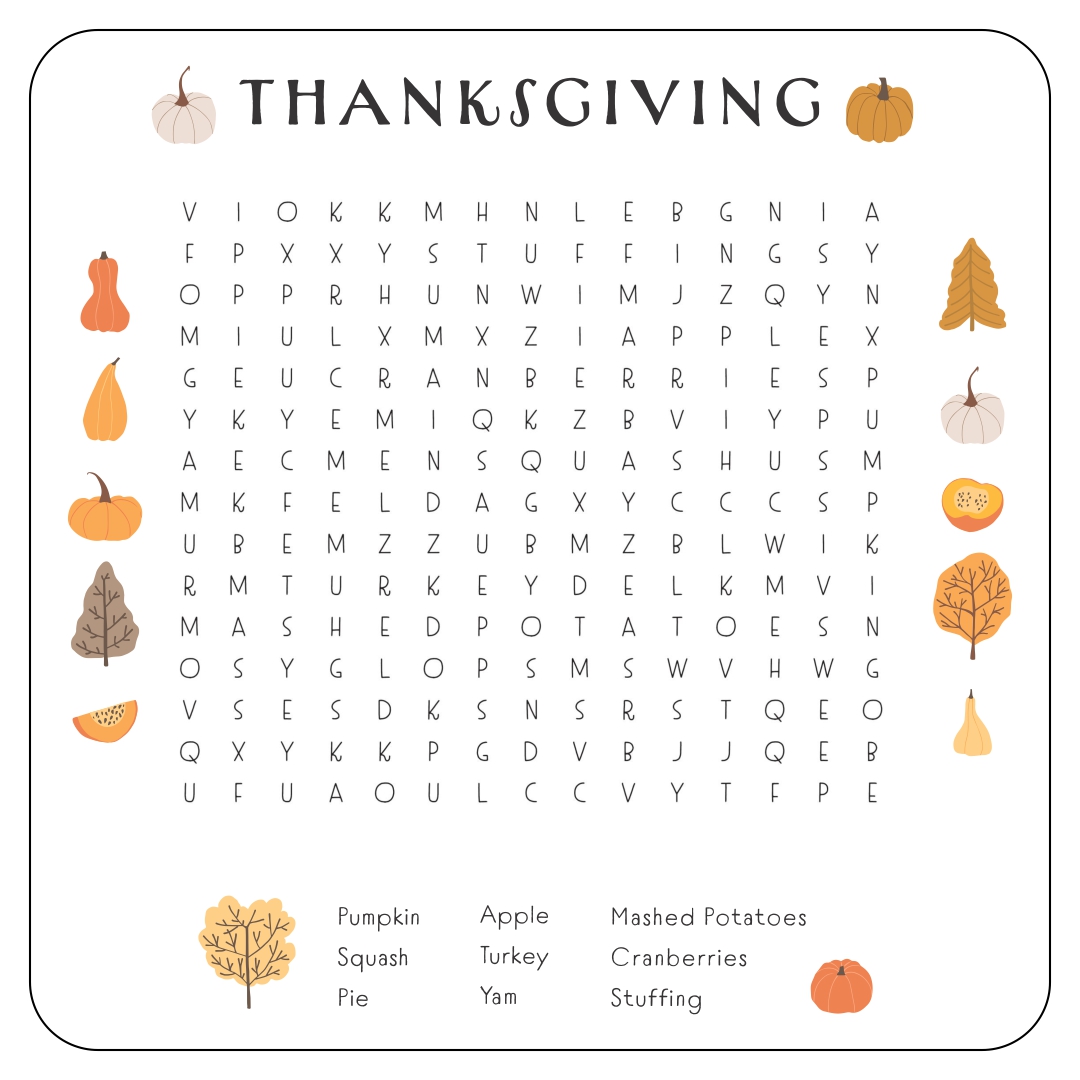 5 Best Thanksgiving Printable Word Searches 2nd Grade ...