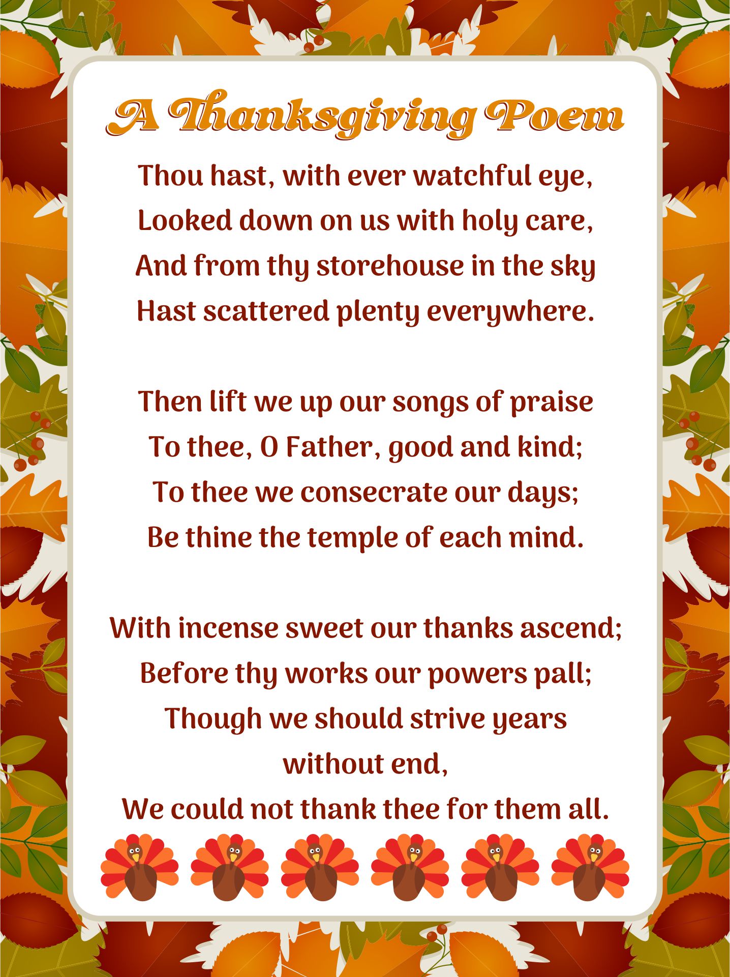 Beautiful Thanksgiving Poem