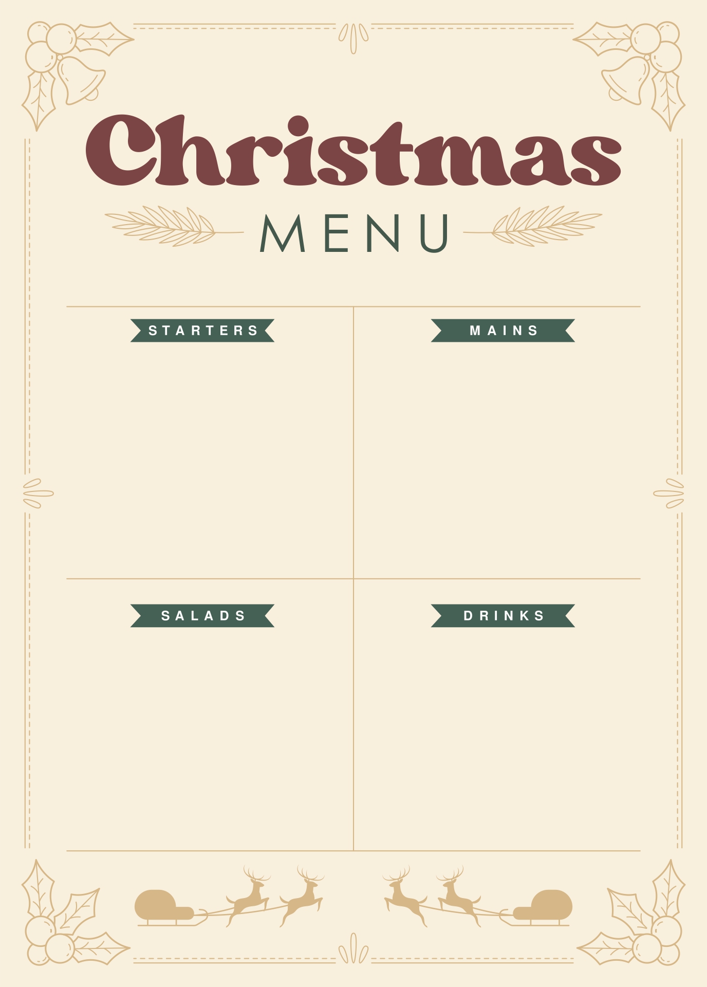 Free Holiday Menu Template