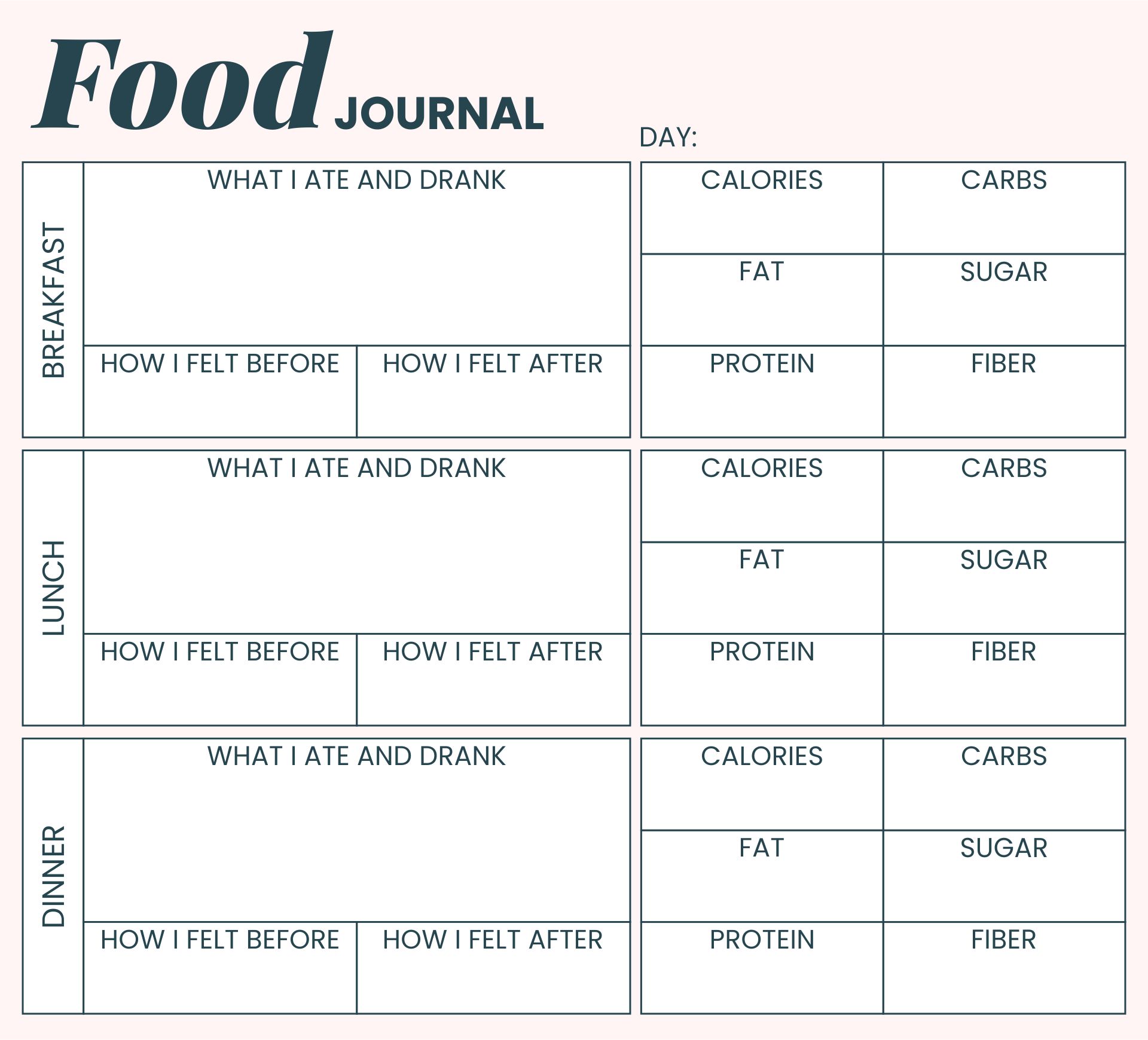Printable Daily Food Log Journal