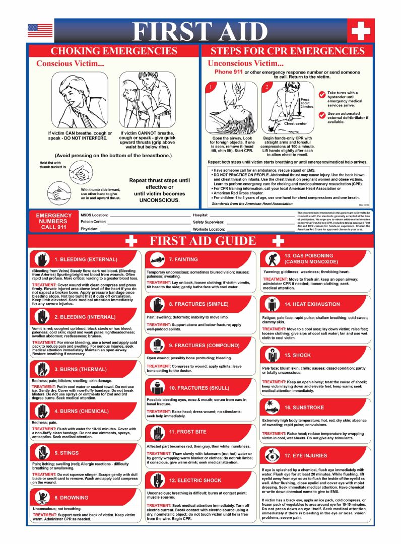 Printable First Aid CPR Poster